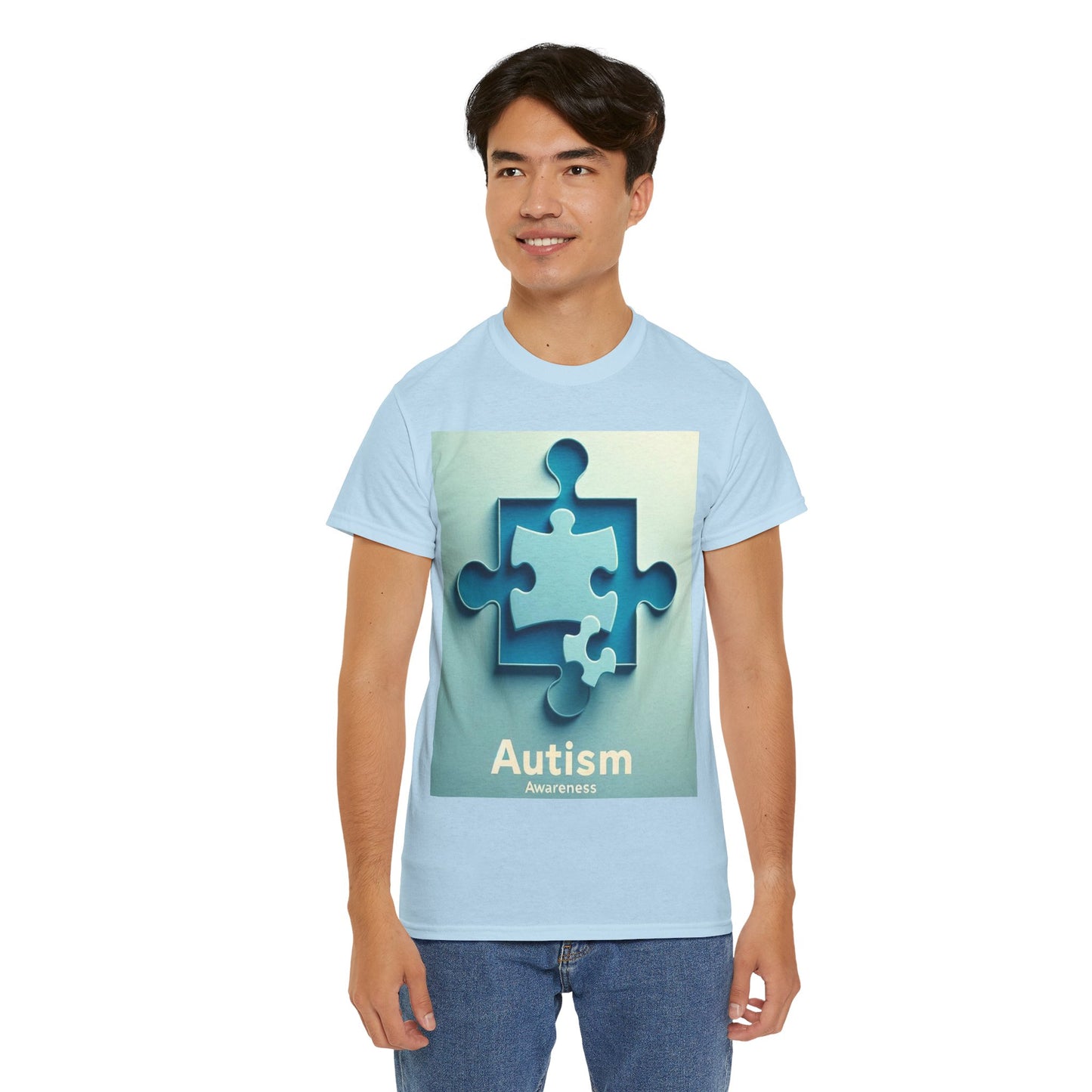 3D Puzzle Piece Autism Awareness Unisex Heavy Cotton Tee