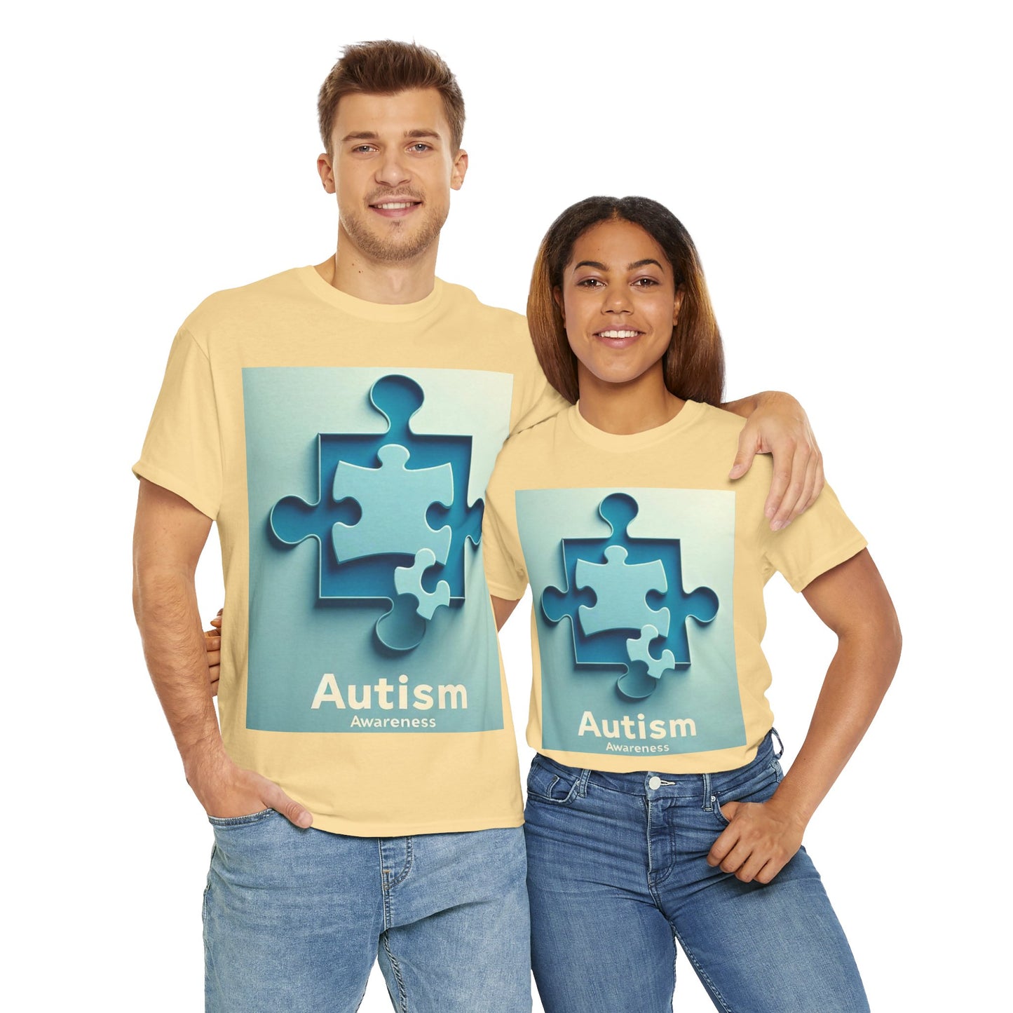 3D Puzzle Piece Autism Awareness Unisex Heavy Cotton Tee