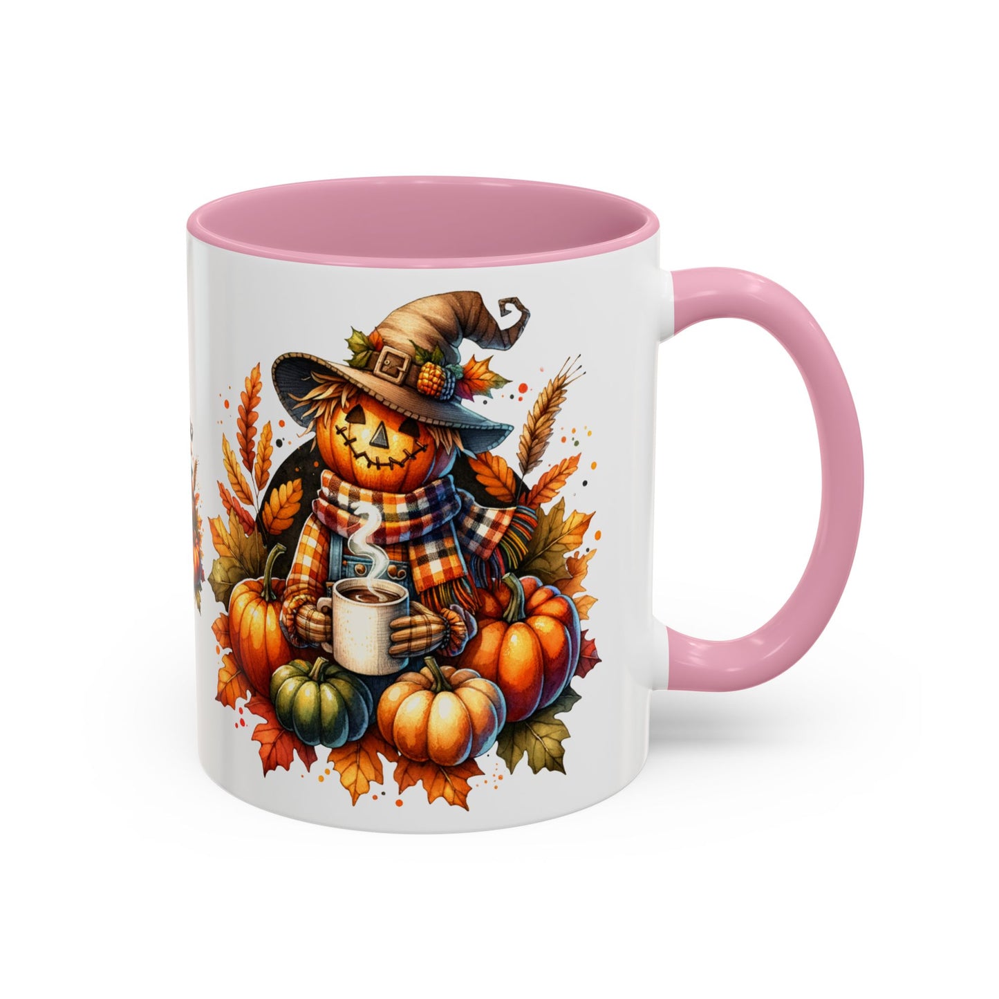 Scarecrow and Pumpkins Colorful Mugs, 11oz