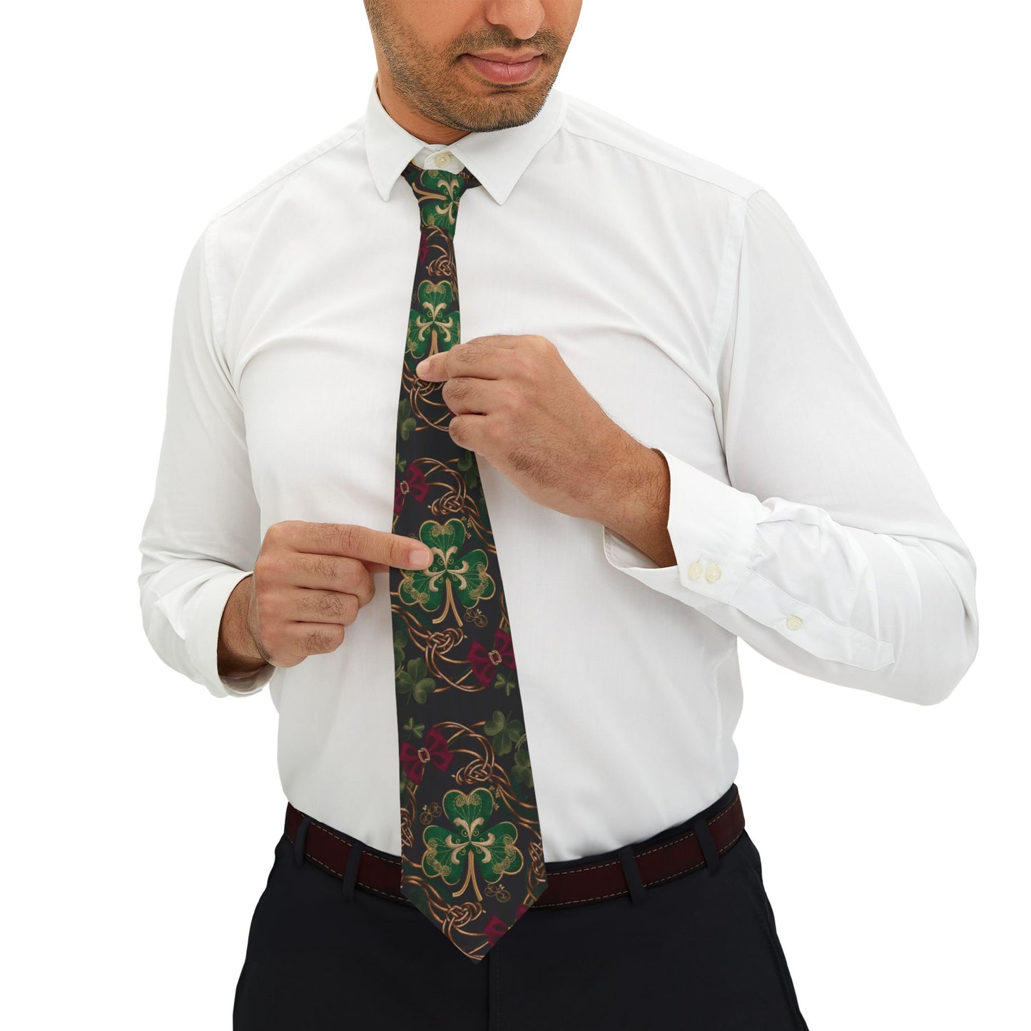 St. Patrick's Day Patterned Necktie – Elegant Clover Design