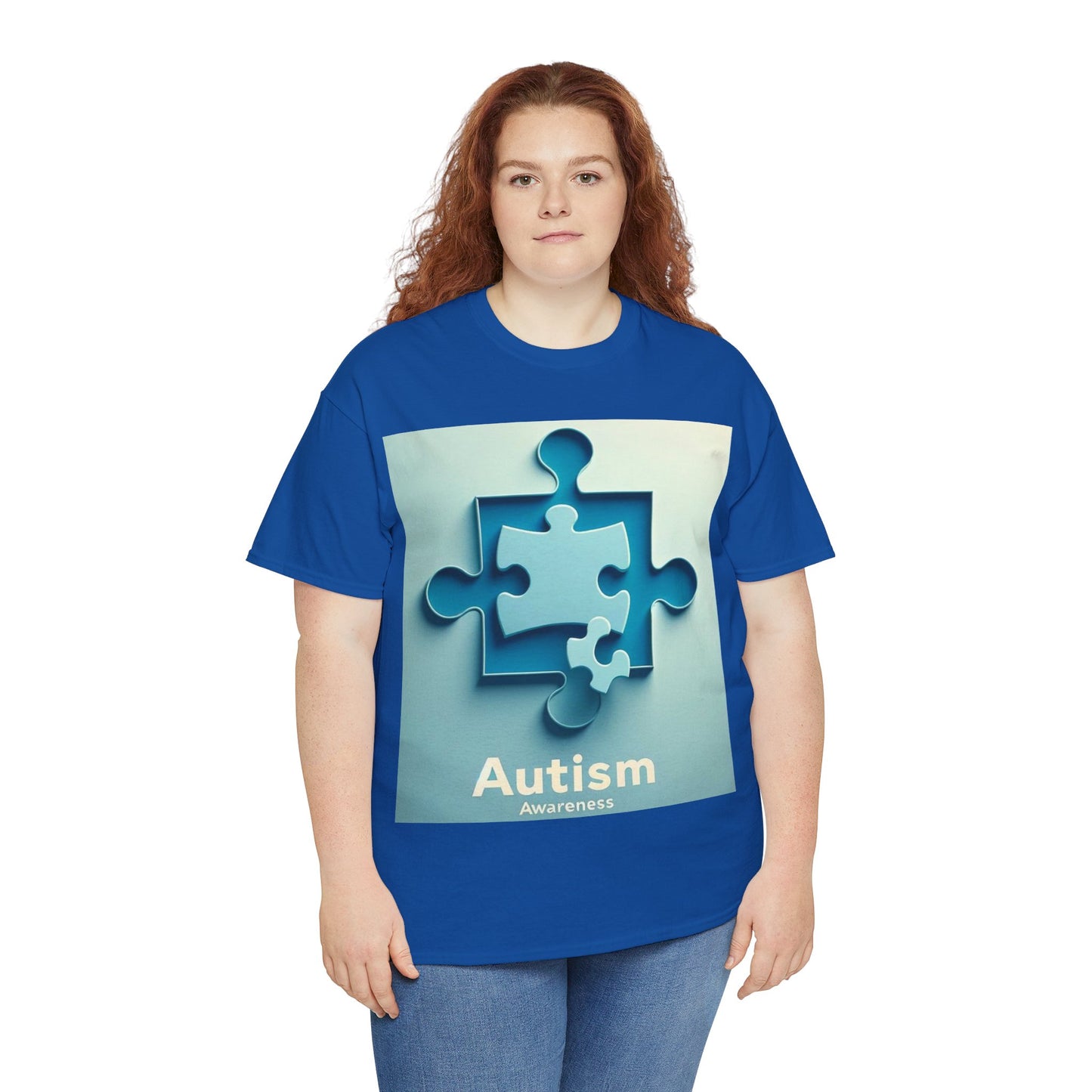 3D Puzzle Piece Autism Awareness Unisex Heavy Cotton Tee