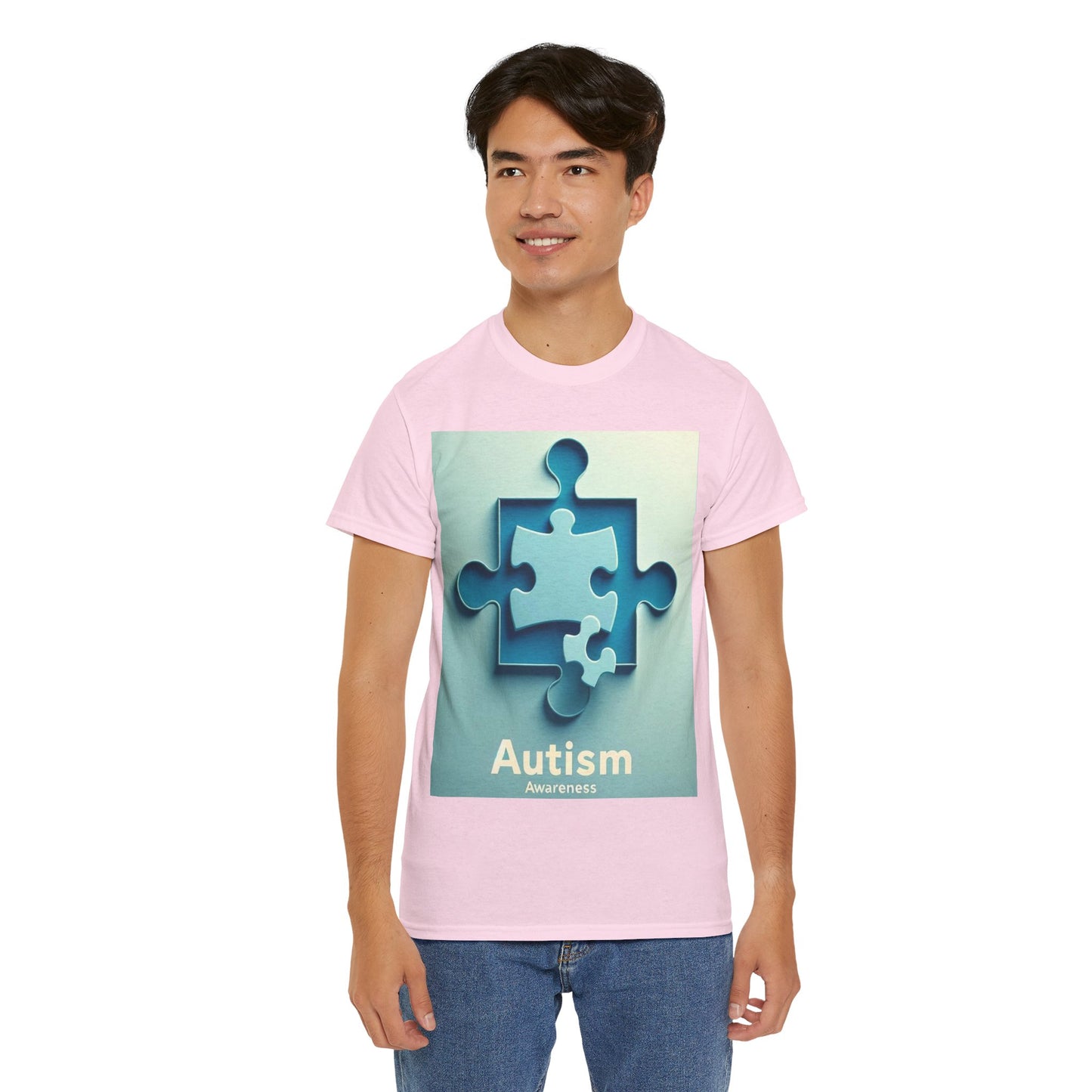 3D Puzzle Piece Autism Awareness Unisex Heavy Cotton Tee