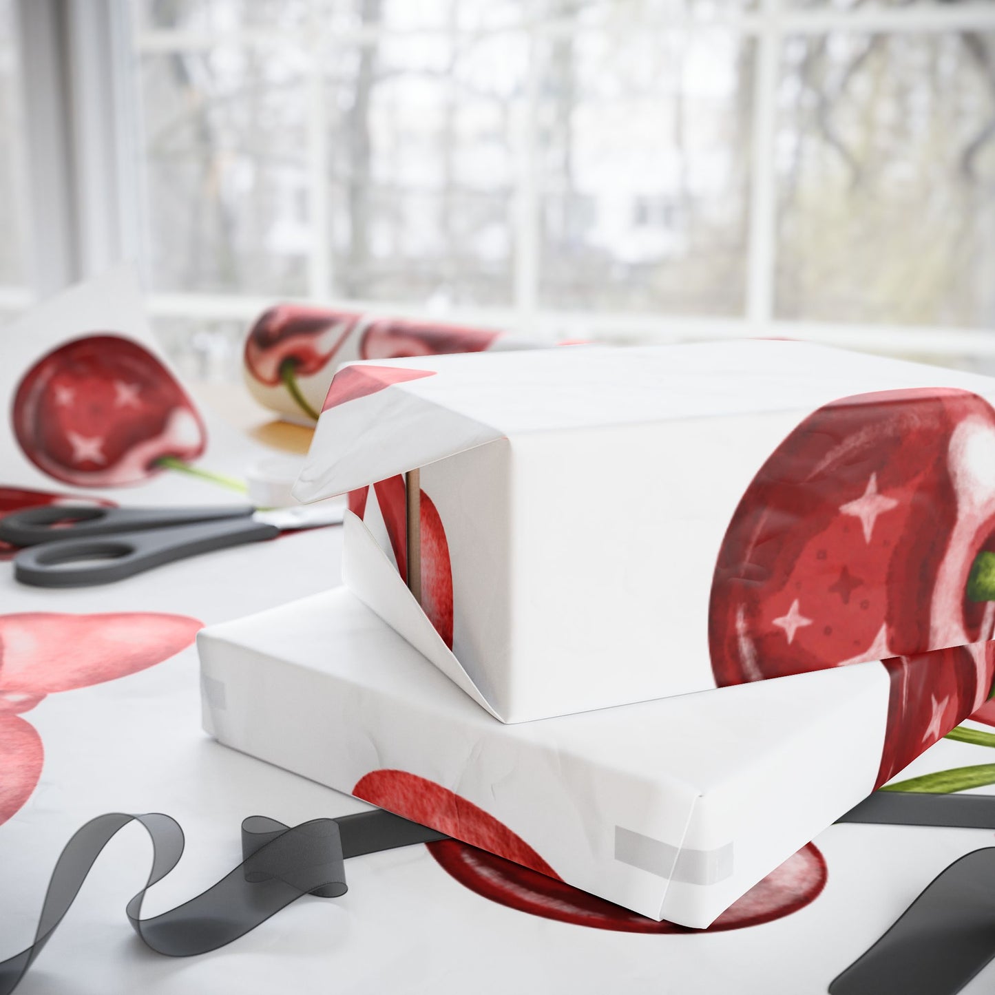 Coquette Hearts Cherries and Bows Wrapping Papers