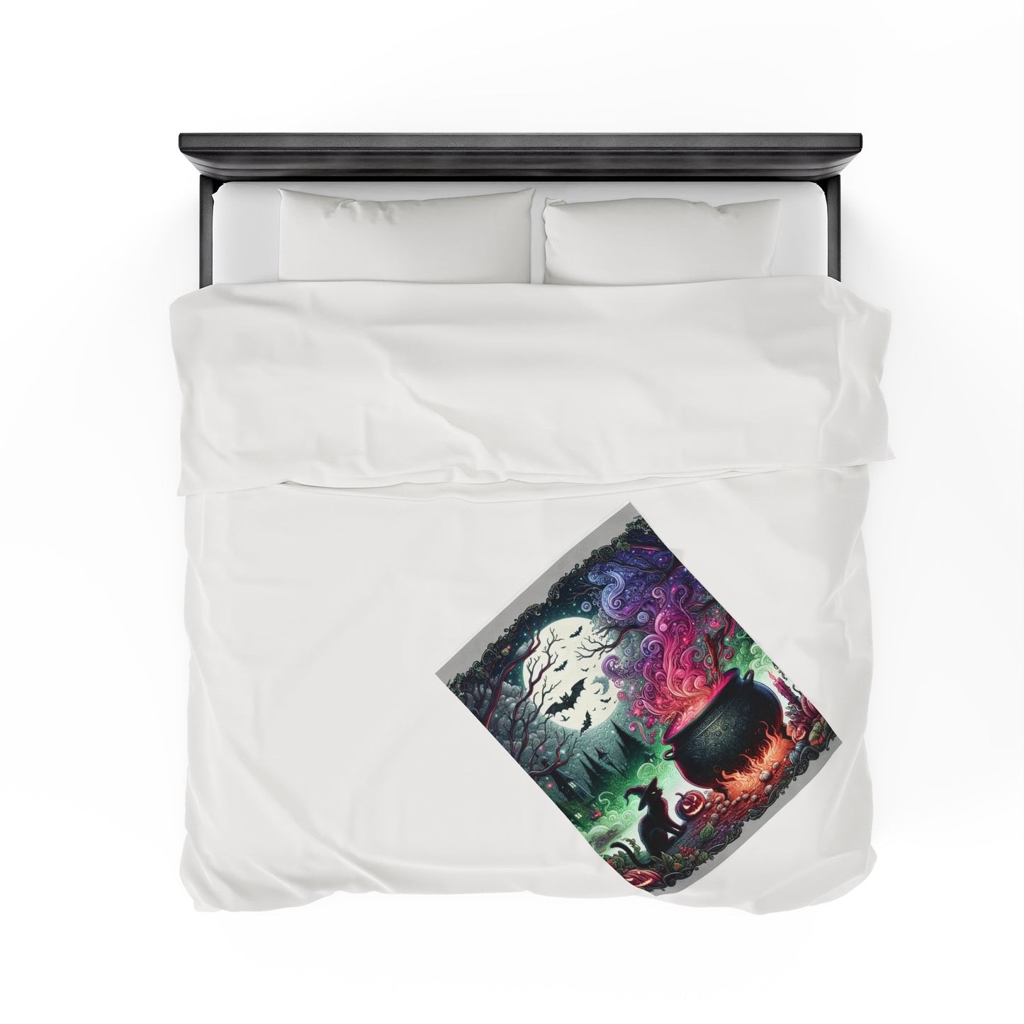 Witch's Brew Halloween Velveteen Plush Blanket, Ultra-Soft, Customizable, and Cozy for Home or Gifts