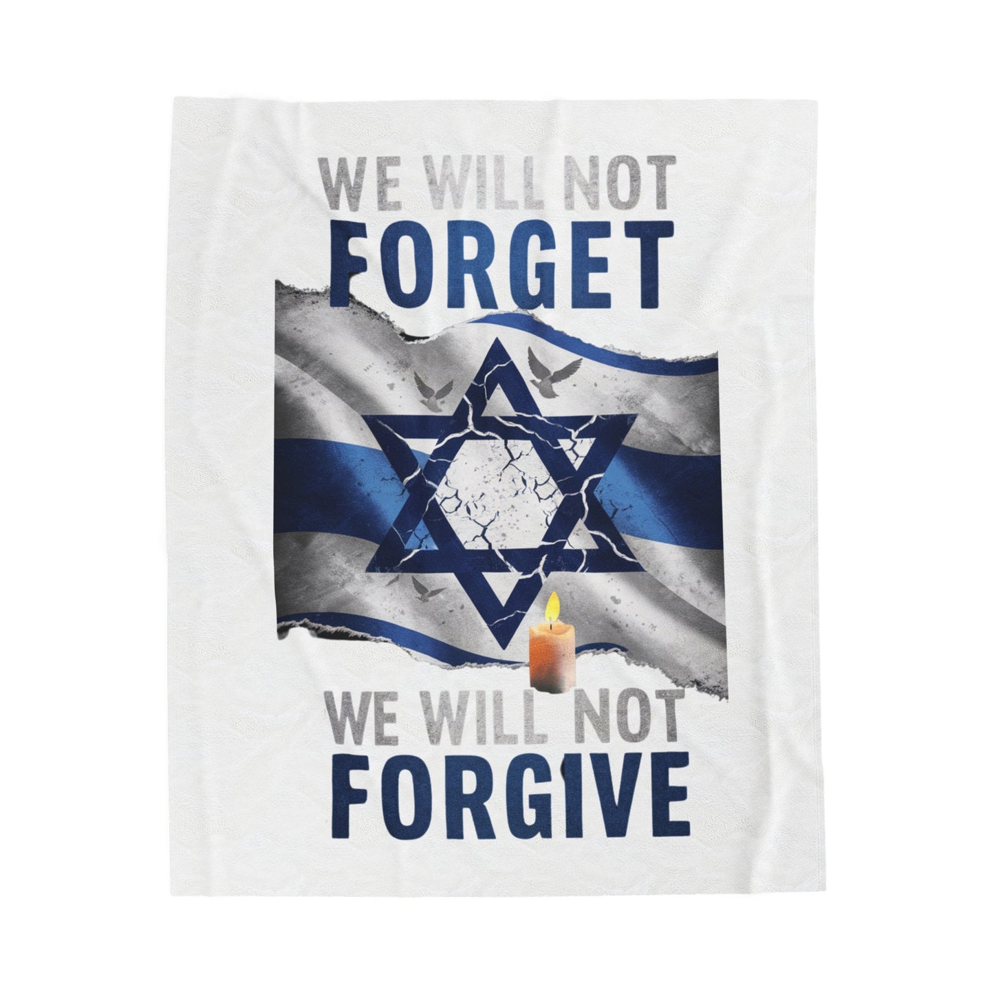 Israel Remembrance Plush Blanket - 'We Will Not Forget' - Cozy Tribute to Hope and Resilience