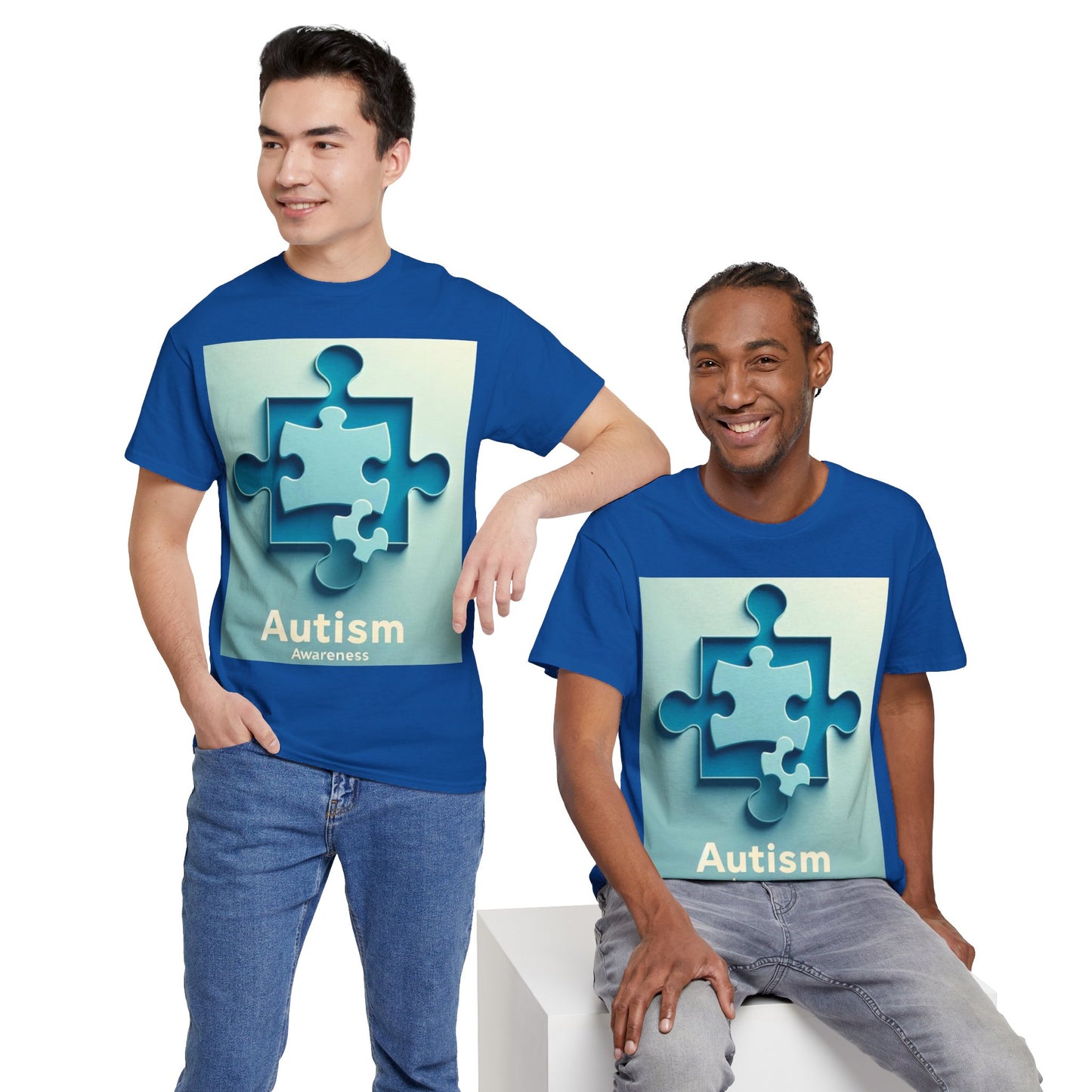 3D Puzzle Piece Autism Awareness Unisex Heavy Cotton Tee