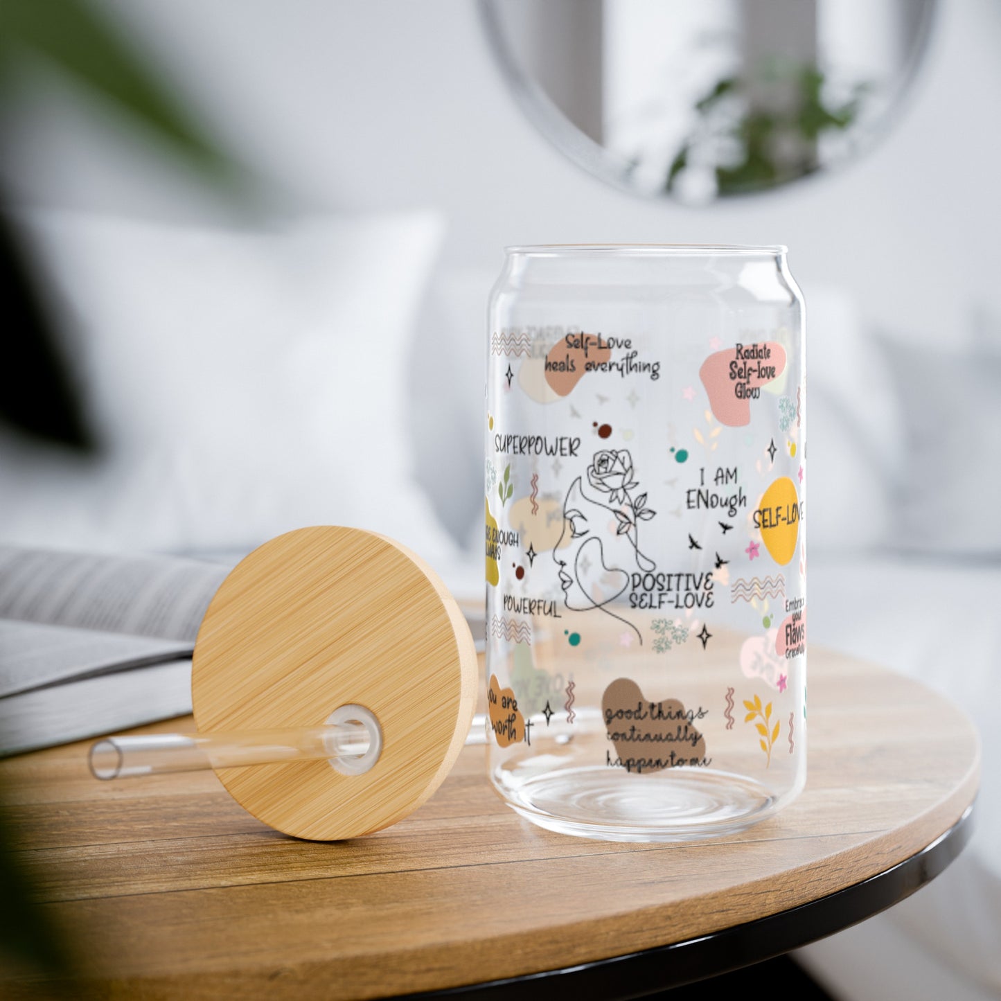 Mom Self Affirming Sipper Glass, 16oz
