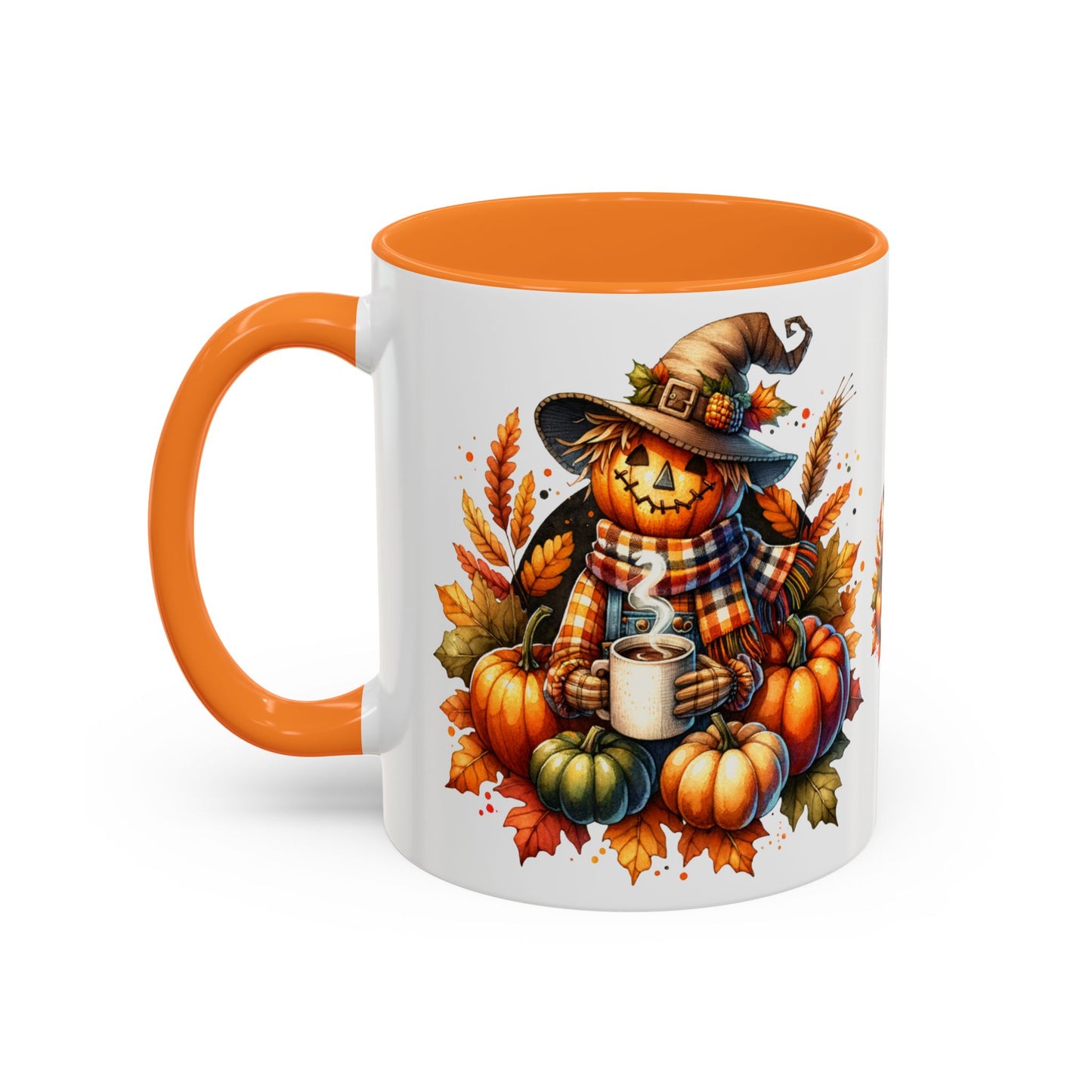 Scarecrow and Pumpkins Colorful Mugs, 11oz