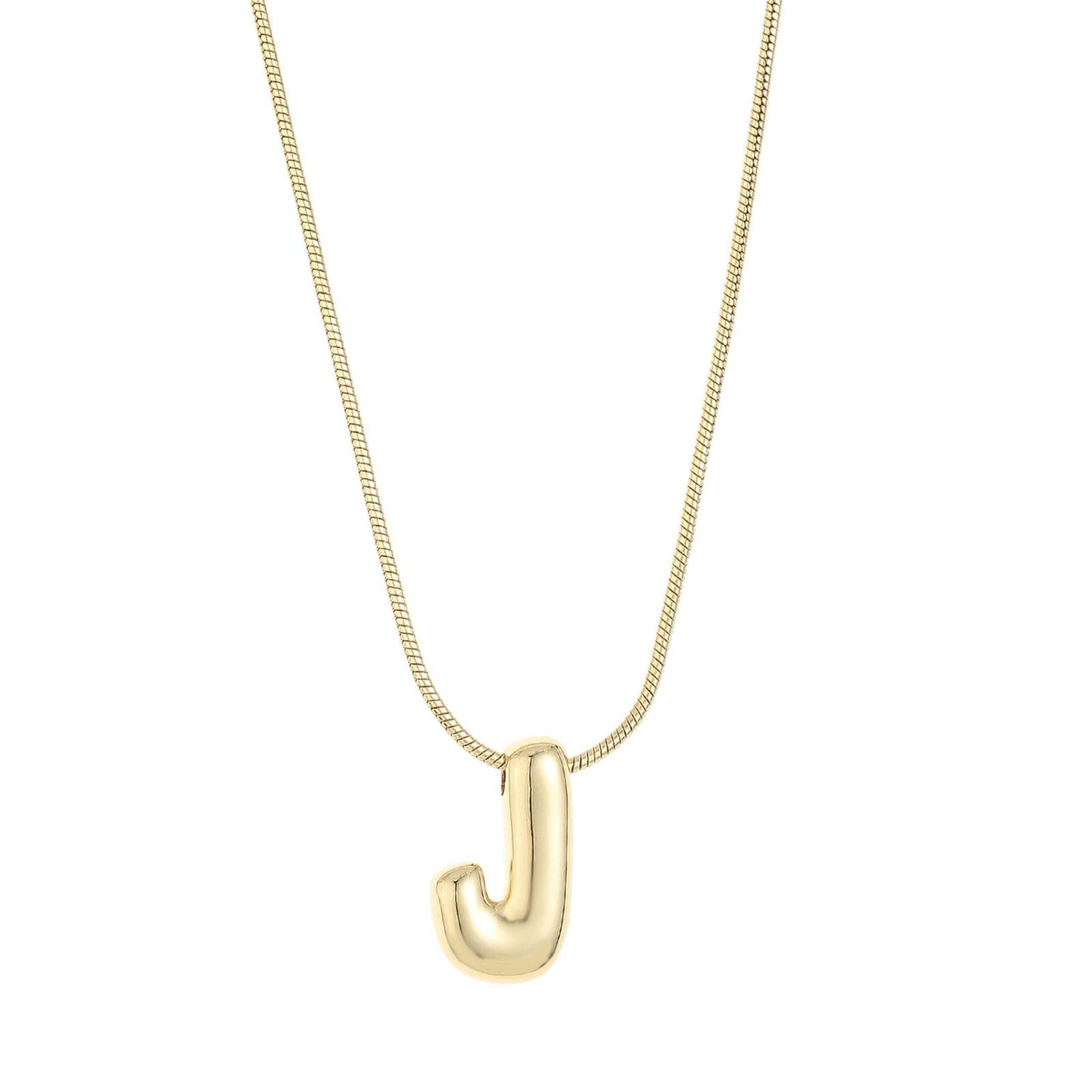 Leo & Luca Balloon Initial Necklace - Bubble Letter Gold Necklace - Necklace Charm - Unique Personalized Gifts for Women - Gold Plated Trendy Alphabet Pendant - Letter 'J'
