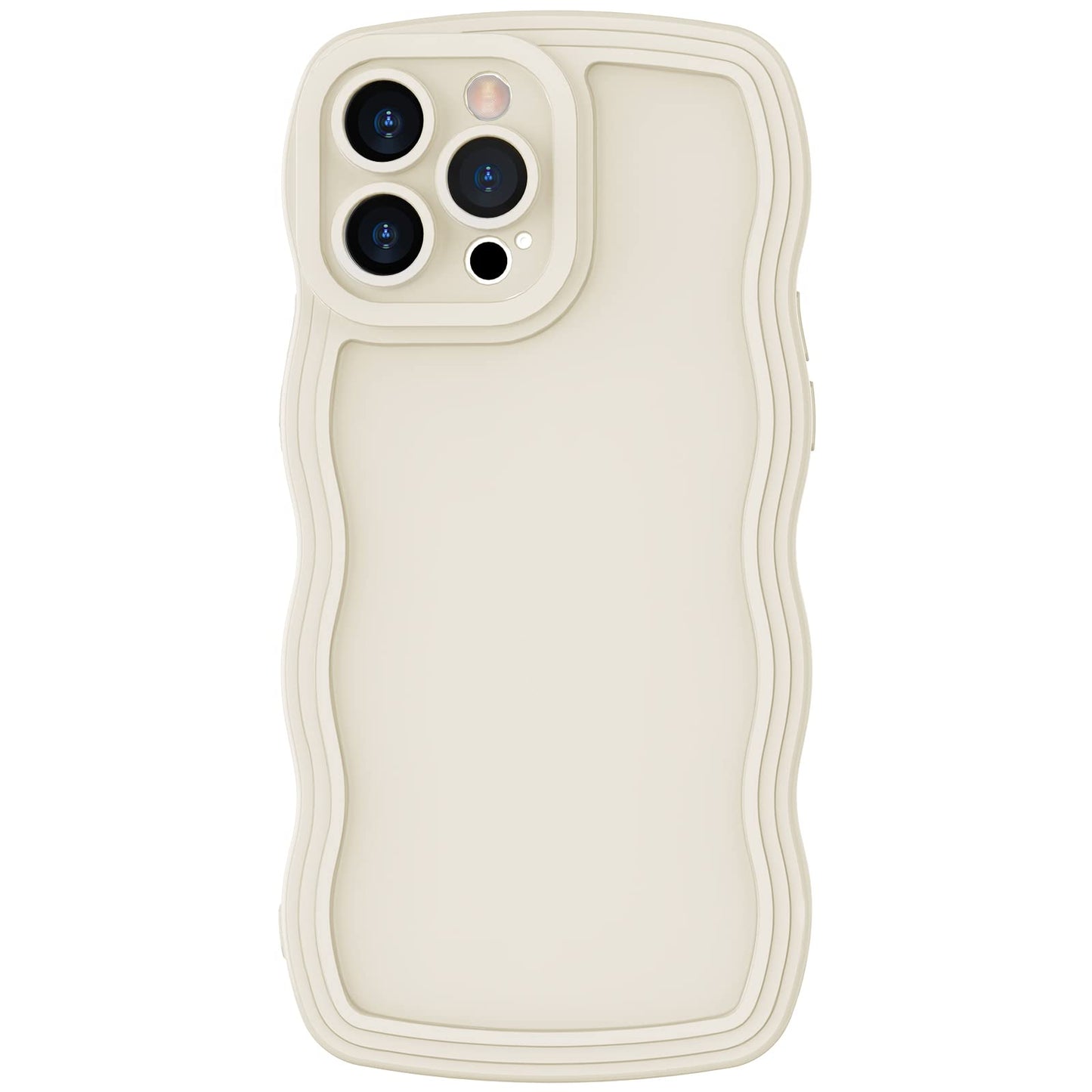 Anuck Case for iPhone 13 Pro Max Case Wave, Curly Frame Design for Women Girls, Cute Wavy Solid Color Aesthetic Phone Case Soft Flexible TPU Shockproof Full-Body Protective Case Cover 6.7" - Beige