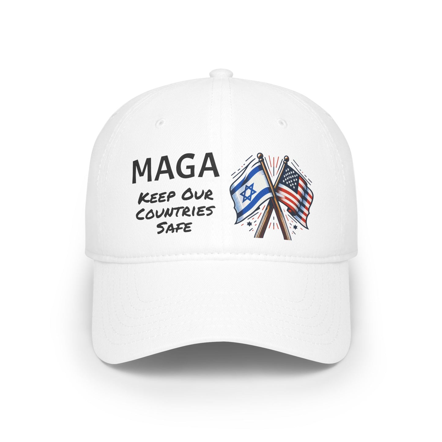MAGA US Israel Flags Keep Our Countries Safe Low Profile Baseball Cap