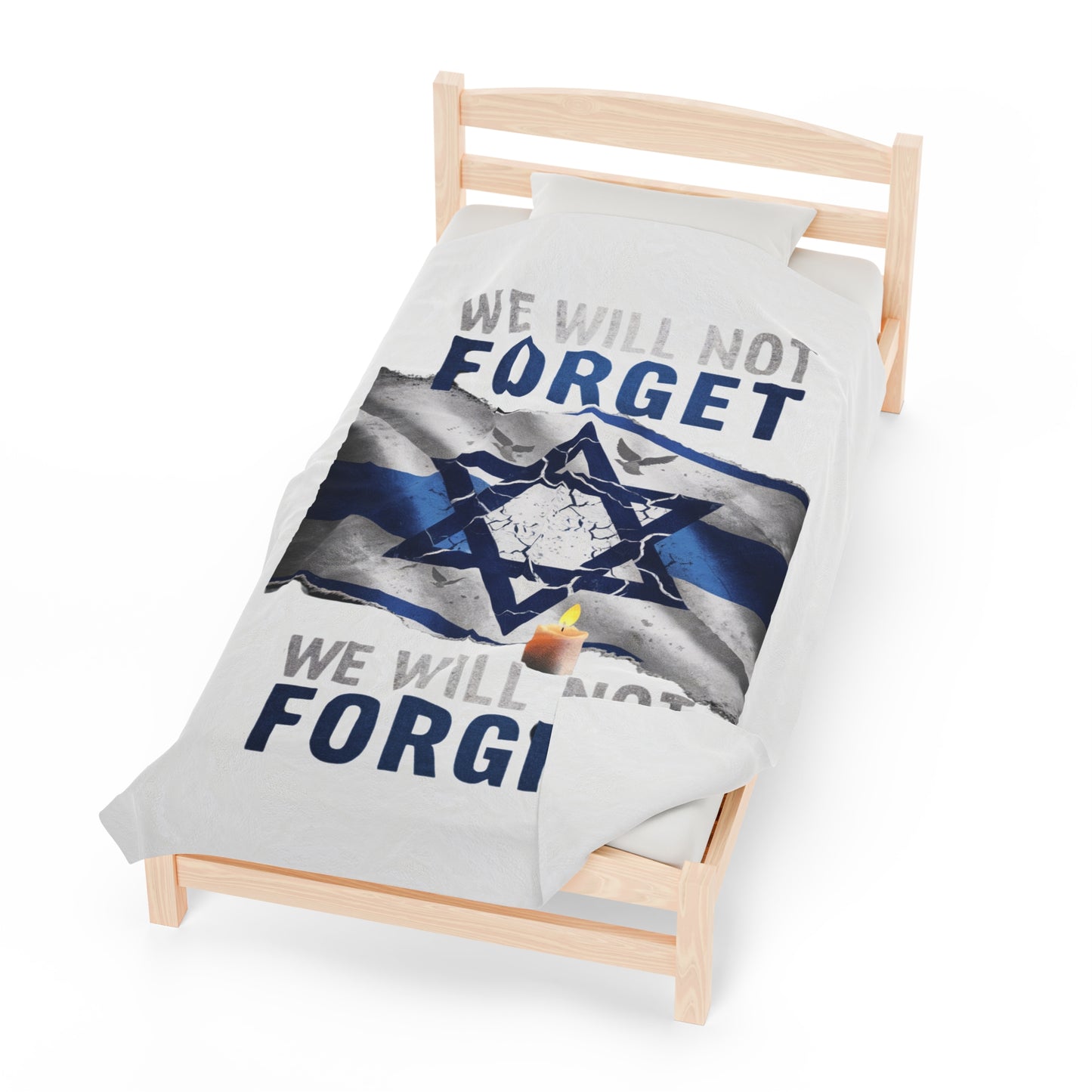 Israel Remembrance Plush Blanket - 'We Will Not Forget' - Cozy Tribute to Hope and Resilience