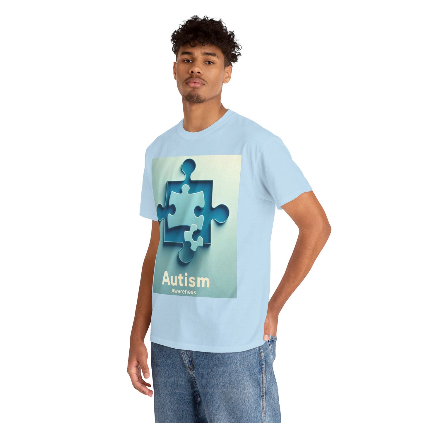 3D Puzzle Piece Autism Awareness Unisex Heavy Cotton Tee