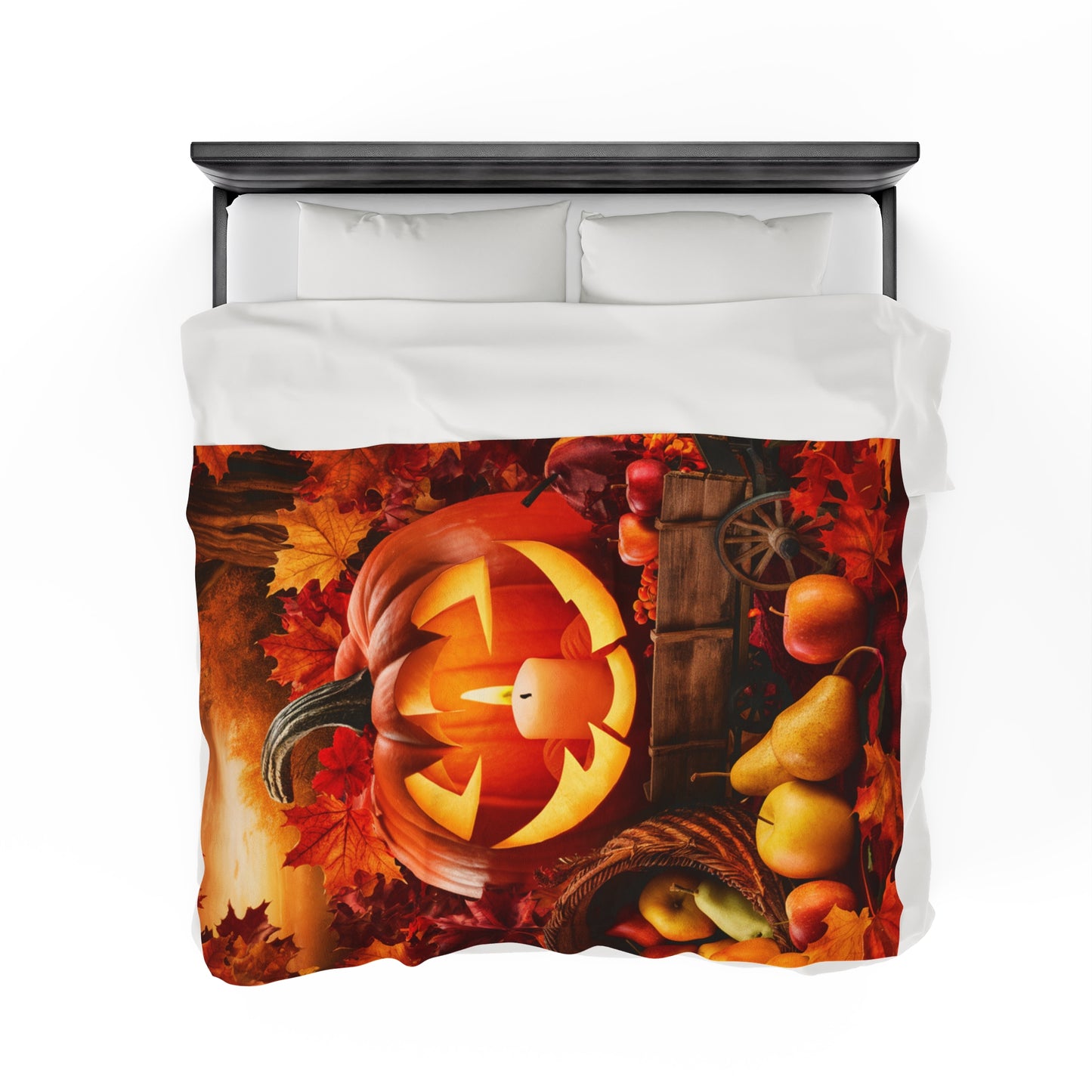 Pumpkin Candle Velveteen Plush Blanket
