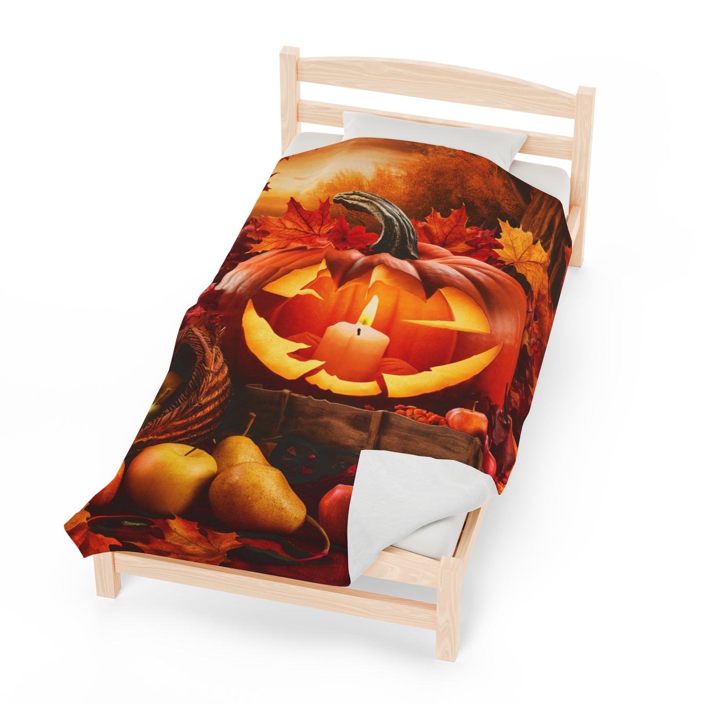 Pumpkin Candle Velveteen Plush Blanket
