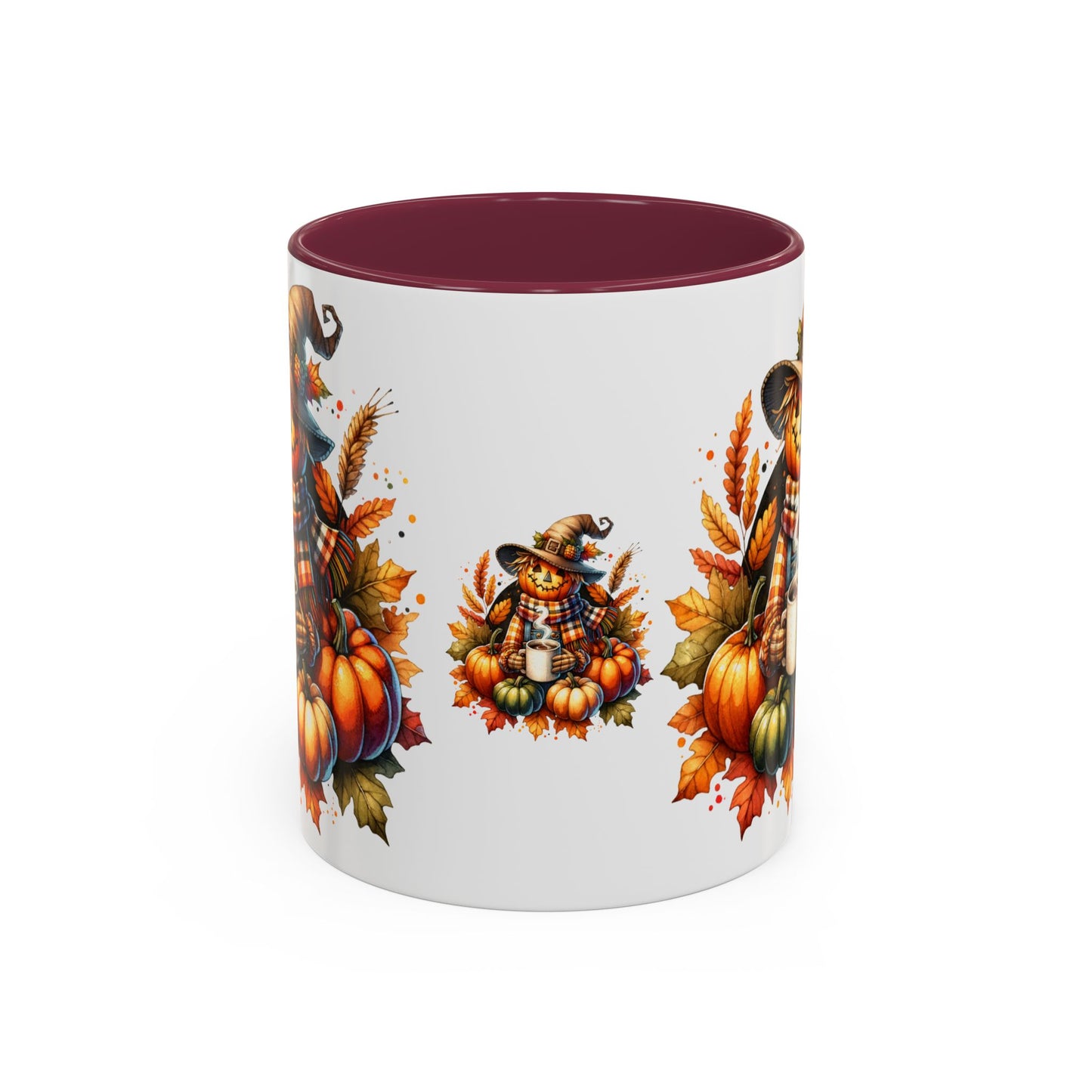 Scarecrow and Pumpkins Colorful Mugs, 11oz