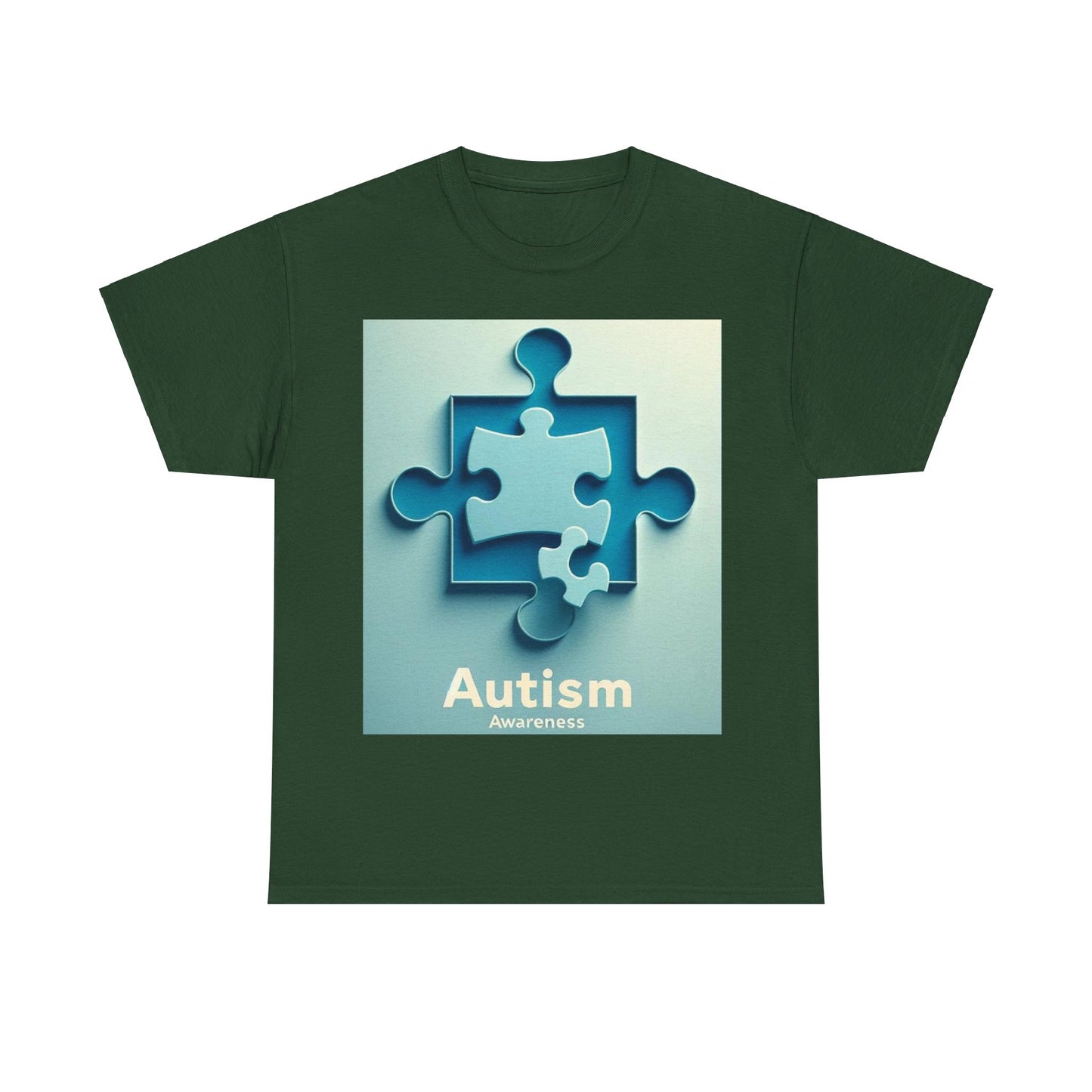 3D Puzzle Piece Autism Awareness Unisex Heavy Cotton Tee