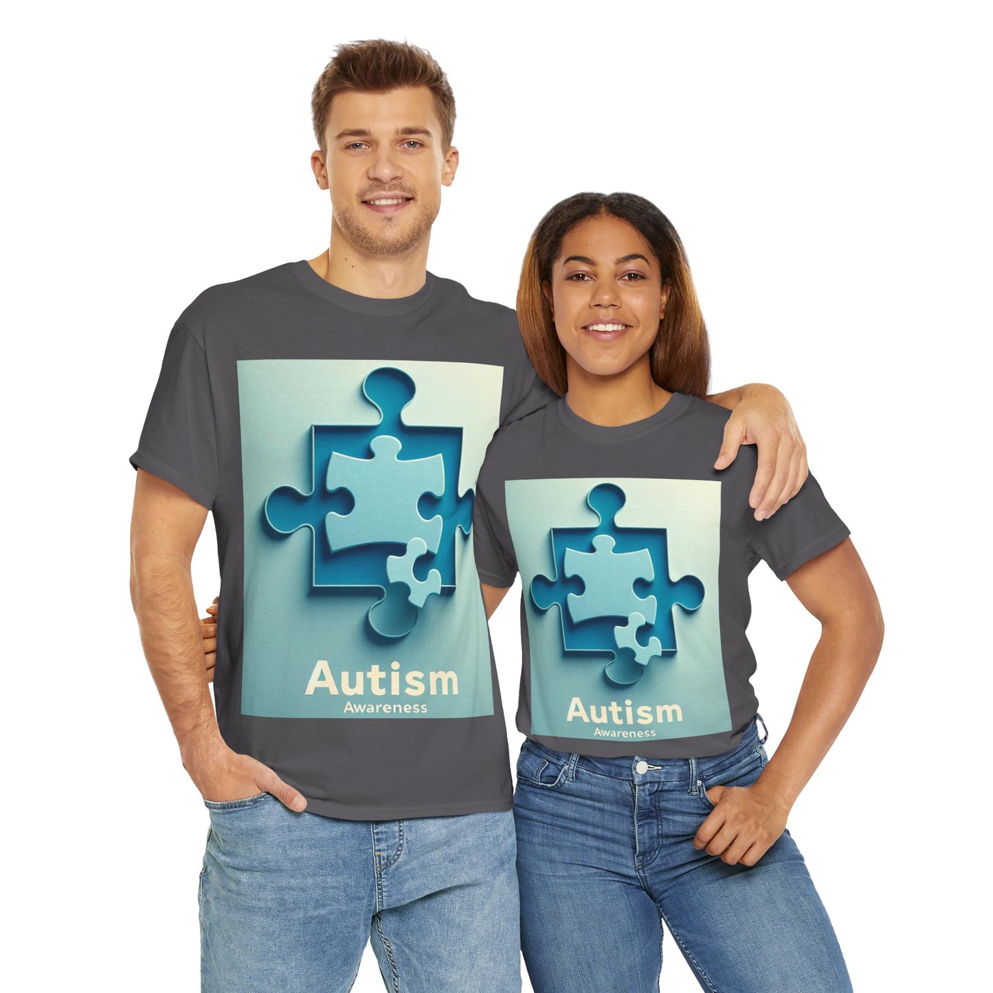 3D Puzzle Piece Autism Awareness Unisex Heavy Cotton Tee