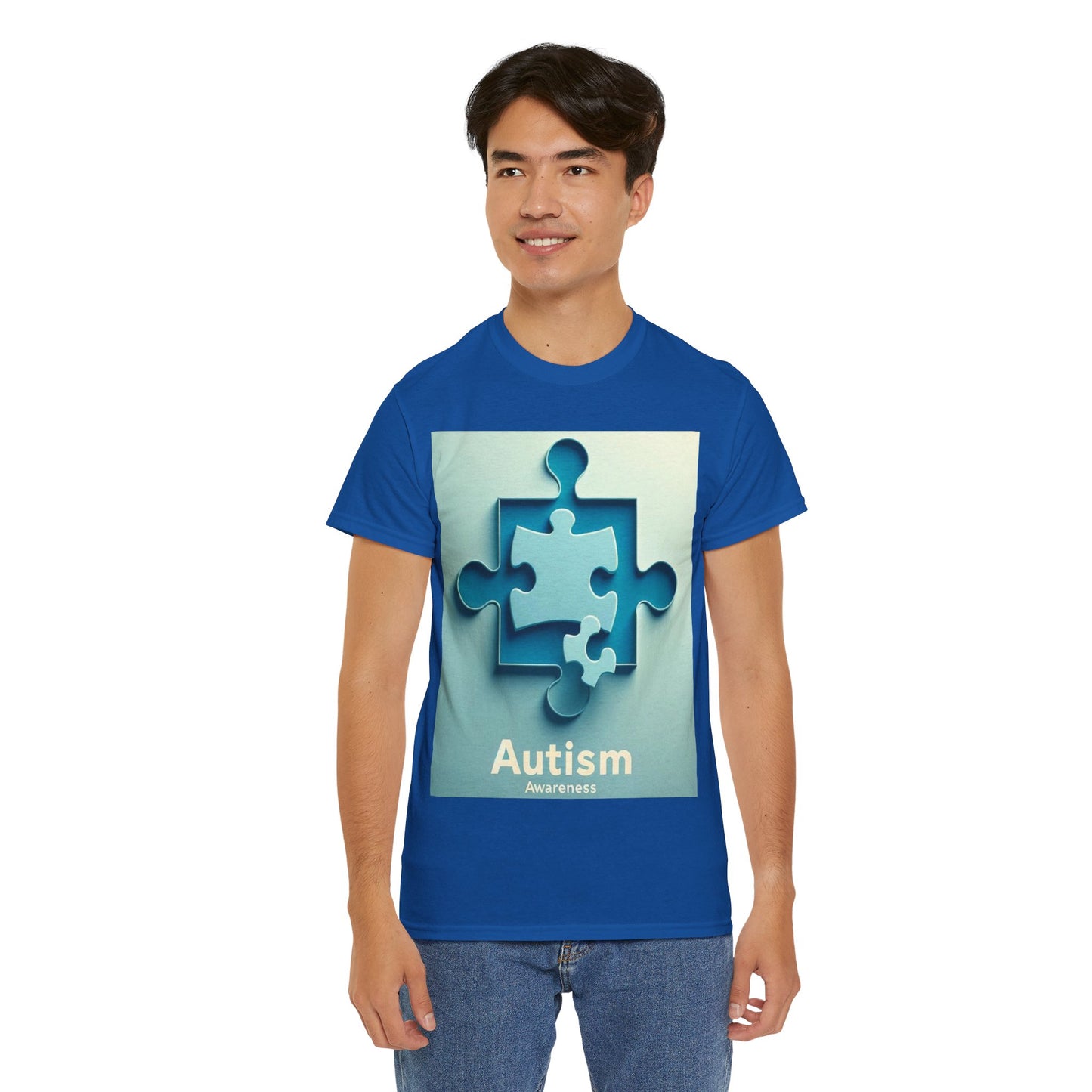 3D Puzzle Piece Autism Awareness Unisex Heavy Cotton Tee