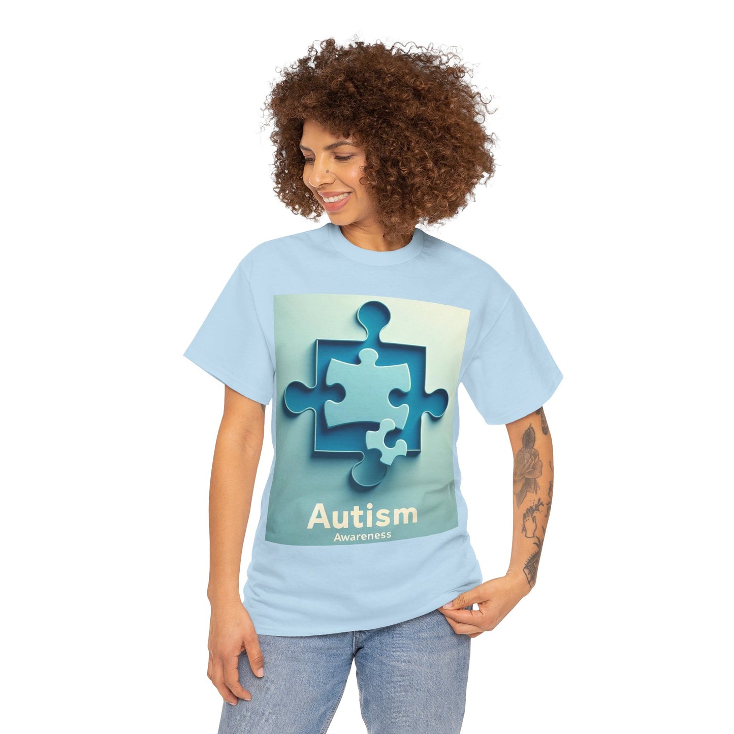 3D Puzzle Piece Autism Awareness Unisex Heavy Cotton Tee