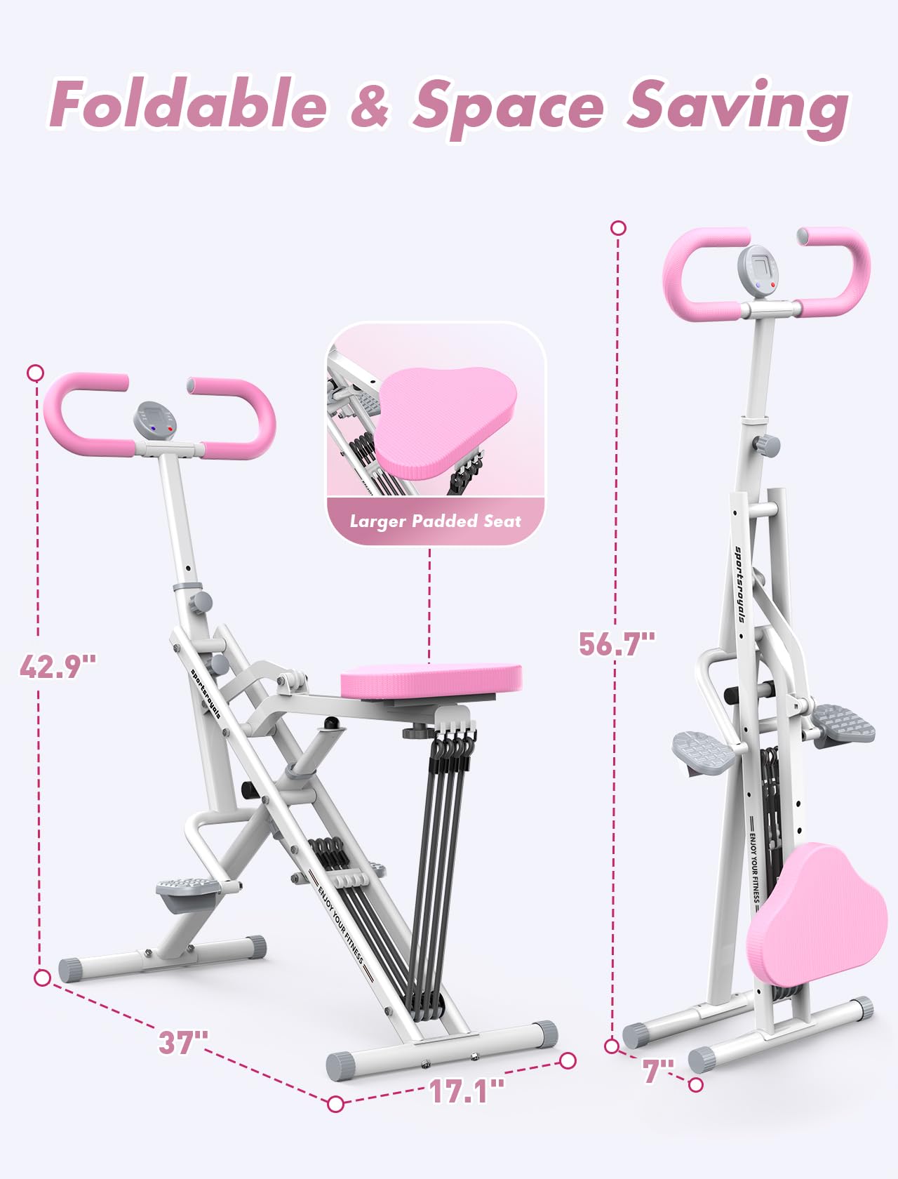 Sportsroyals Squat Machine for Home,Rodeo Core Exercise Machine,330lbs Foldable,Adjustable 4 Resistance Bands,Ride & Rowing Machine for Botty Glutes Butt Thighs,Ab Back/Leg Press Hip Thrust…