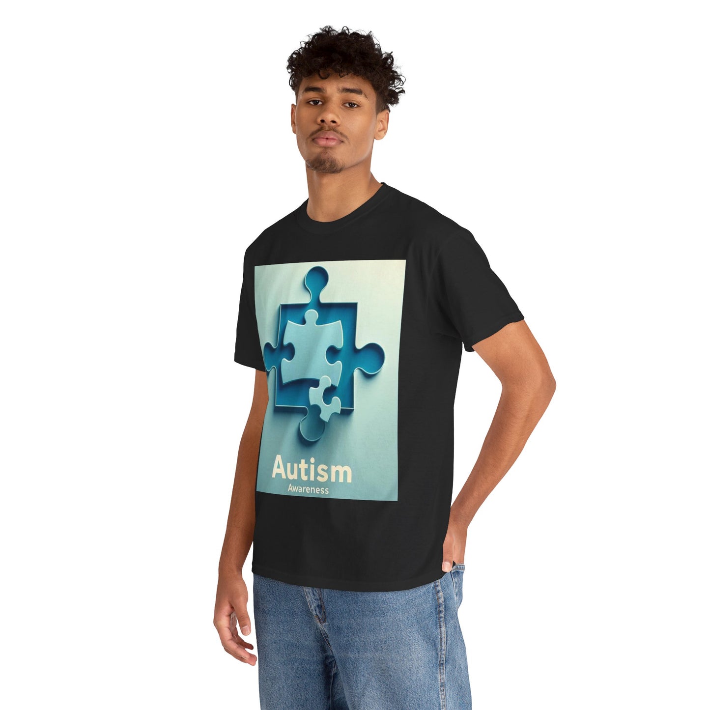 3D Puzzle Piece Autism Awareness Unisex Heavy Cotton Tee