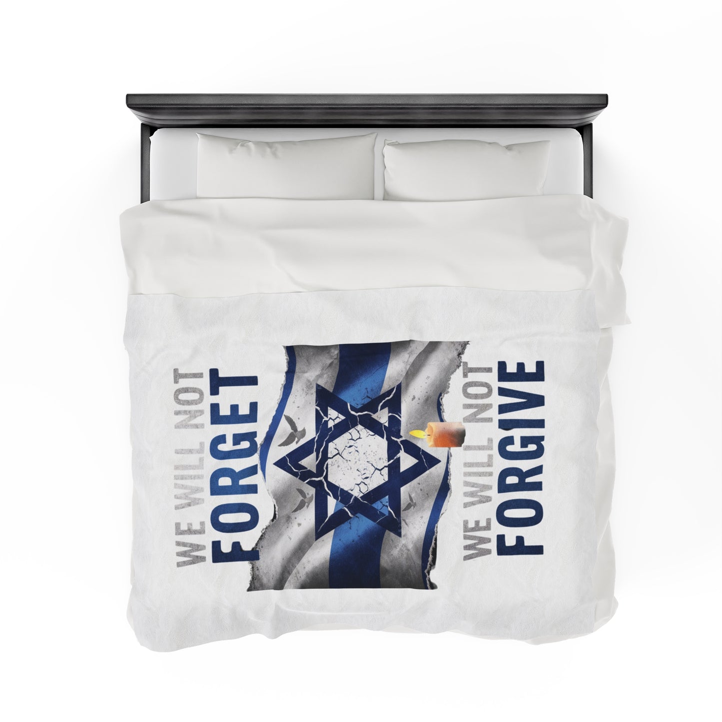 Israel Remembrance Plush Blanket - 'We Will Not Forget' - Cozy Tribute to Hope and Resilience