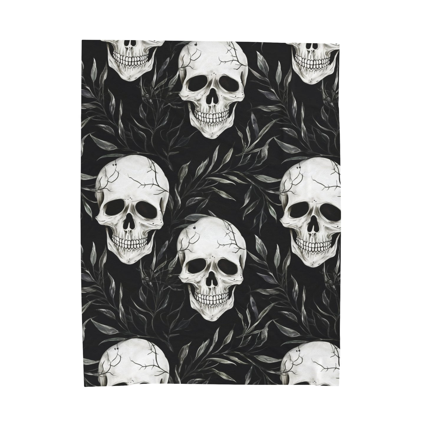 Skull Halloween Velveteen Plush Blanket, Ultra-Soft, Customizable, and Cozy for Home or Gifts