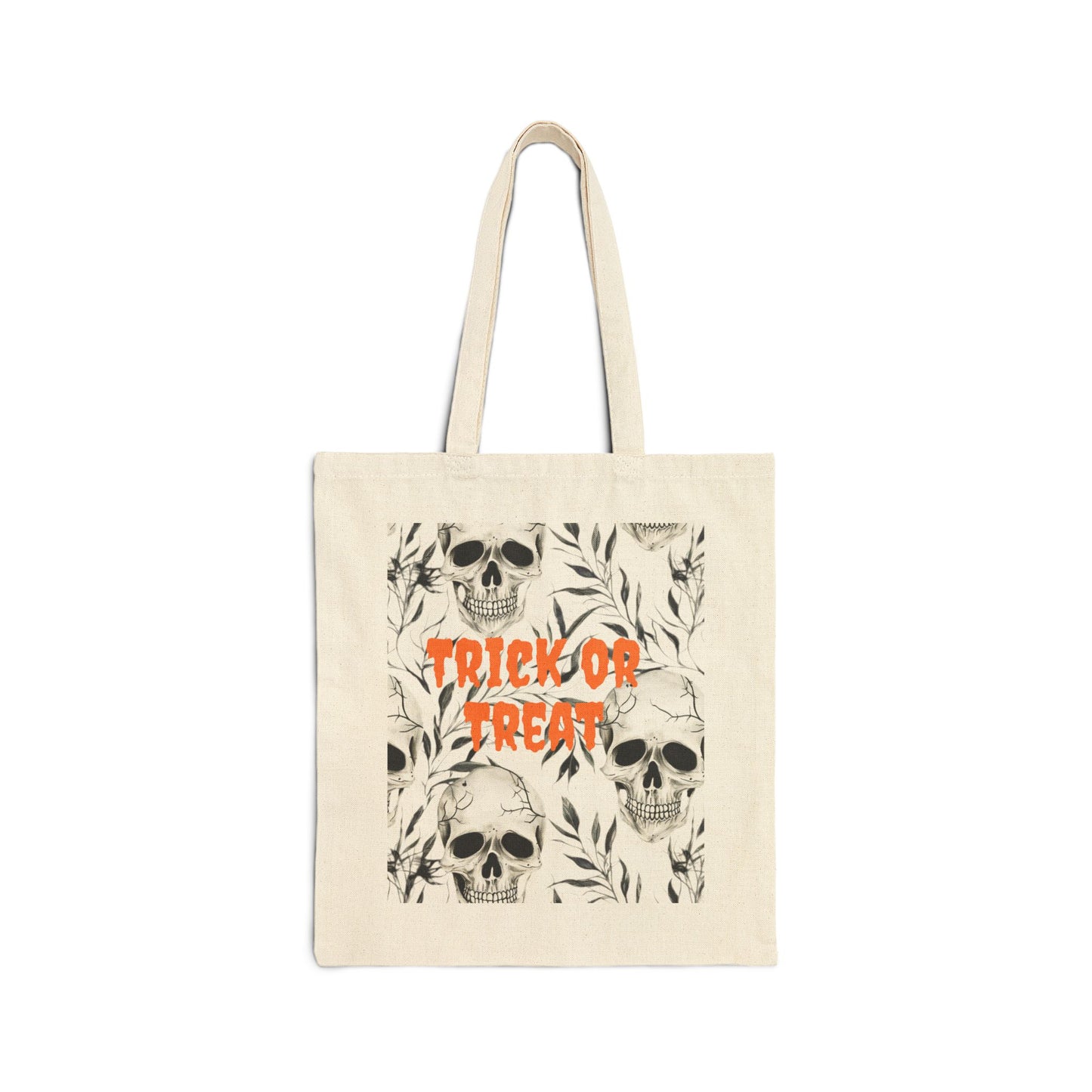 Halloween Skull Trick or Treat Cotton Canvas Tote Bag
