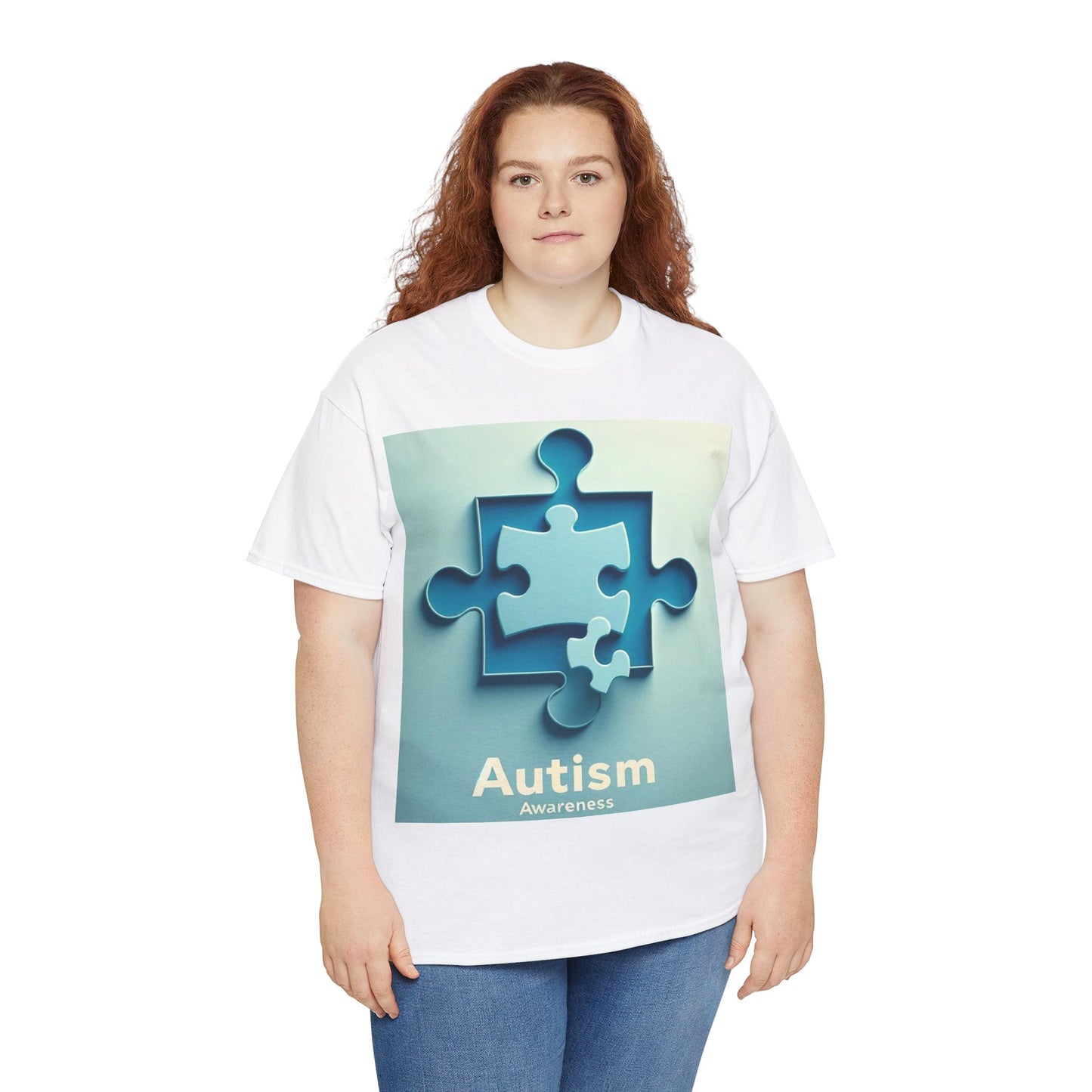 3D Puzzle Piece Autism Awareness Unisex Heavy Cotton Tee