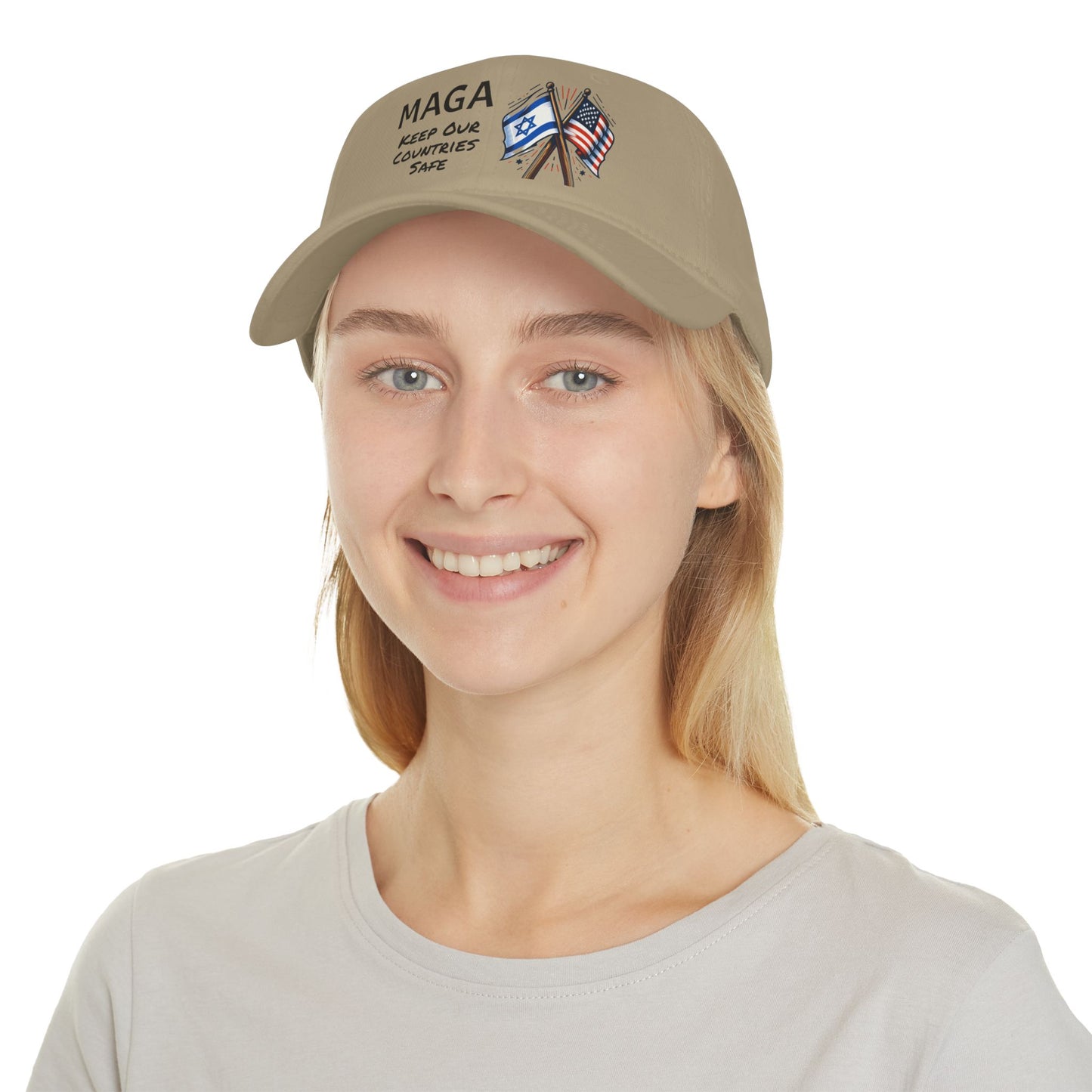 MAGA US Israel Flags Keep Our Countries Safe Low Profile Baseball Cap