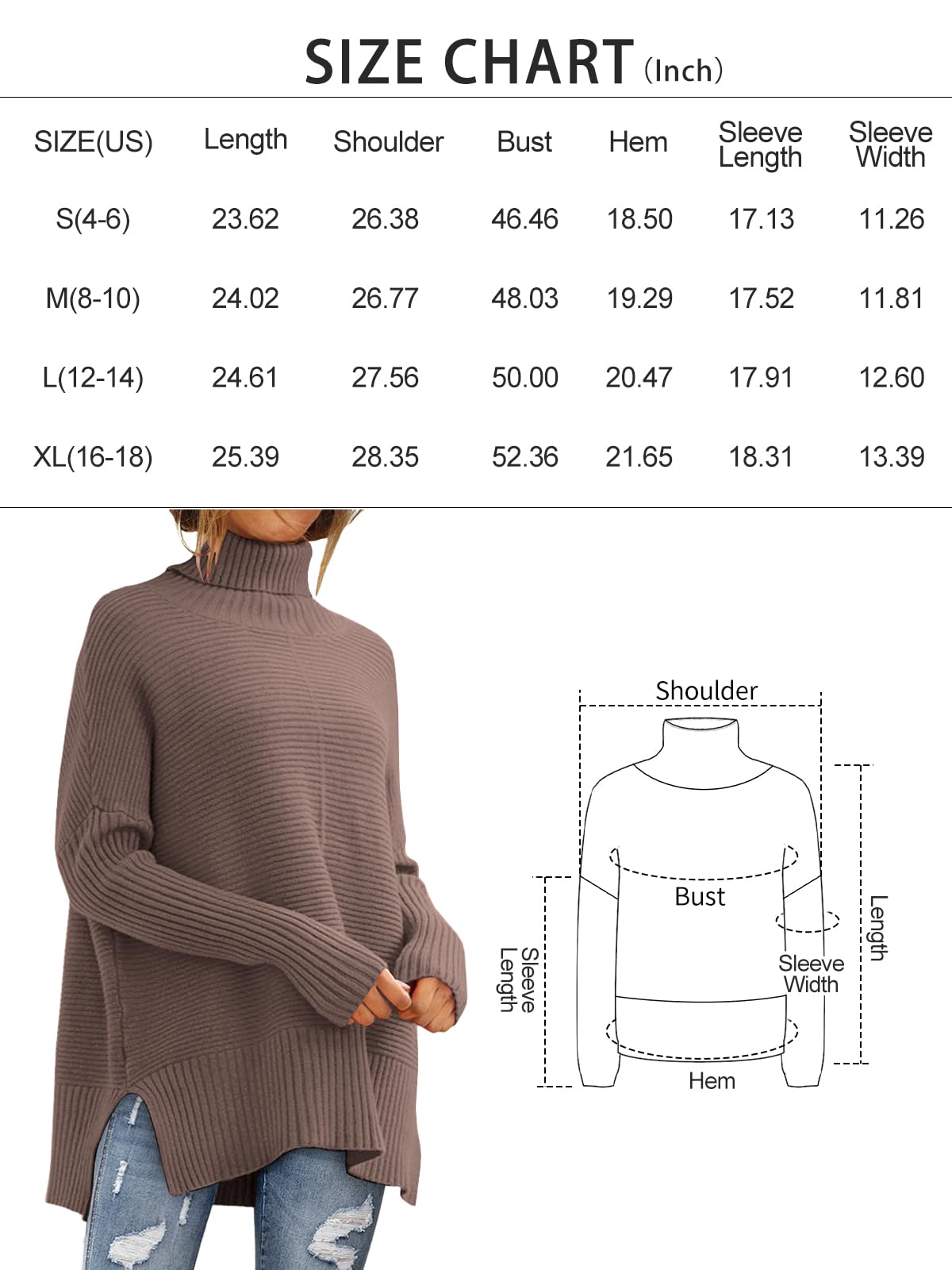 LILLUSORY Womens Turtleneck Oversized Tunic Fall Sweaters 2024 Trendy Casual Long Pullover Knit Winter Casual Cute Poncho Fashion Trendy Clothes Outfits Clothing Tops Apricot