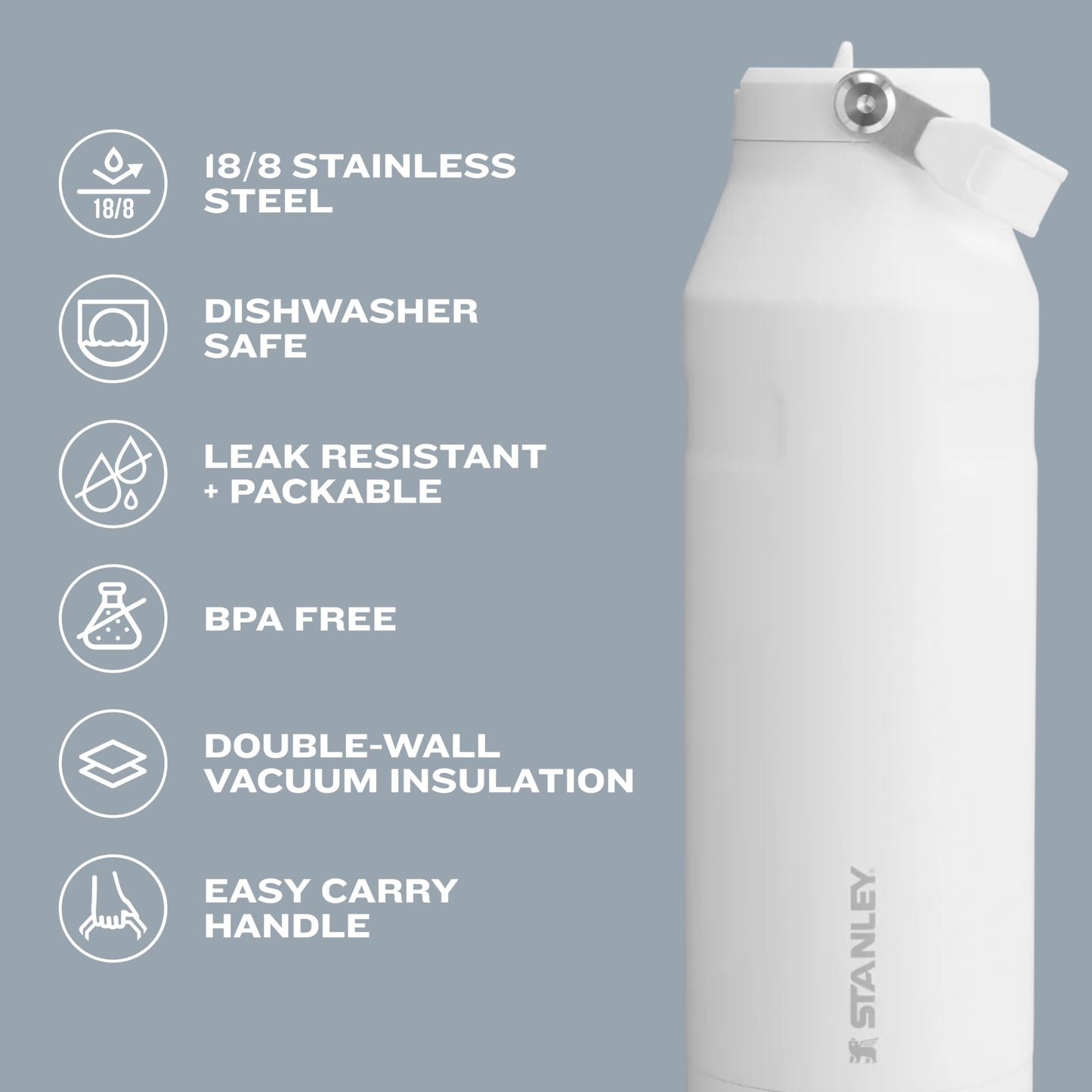 Stanley IceFlow Flip Straw 2.0 Water Bottle 24 OZ | Built-In Straw with Larger Opening | Lightweight & Leak-Resistant | Insulated Stainless Steel | BPA-Free | Almond Rose