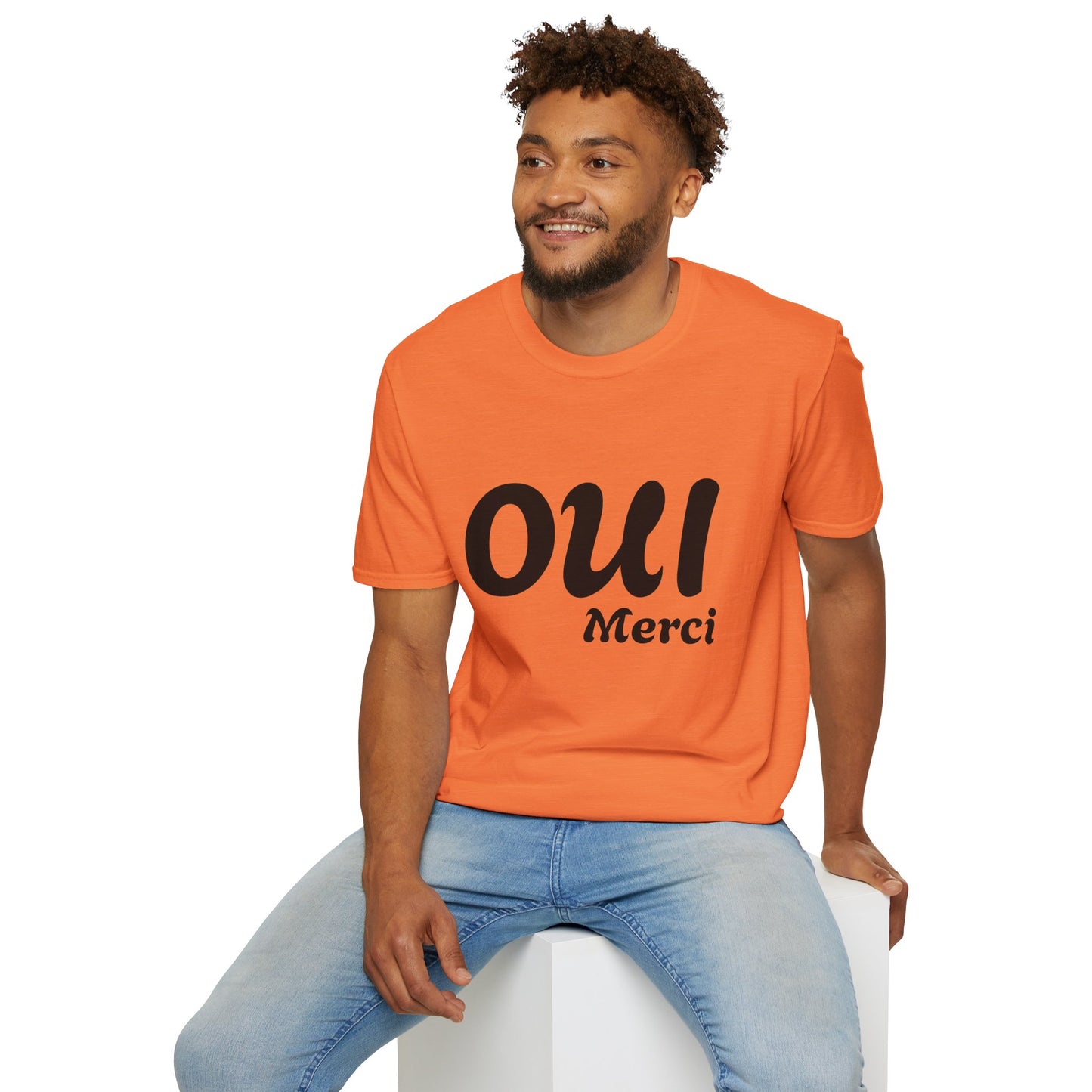 Unisex Softstyle T-Shirt - Oui Merci Graphic Tee for Everyday Casual Wear