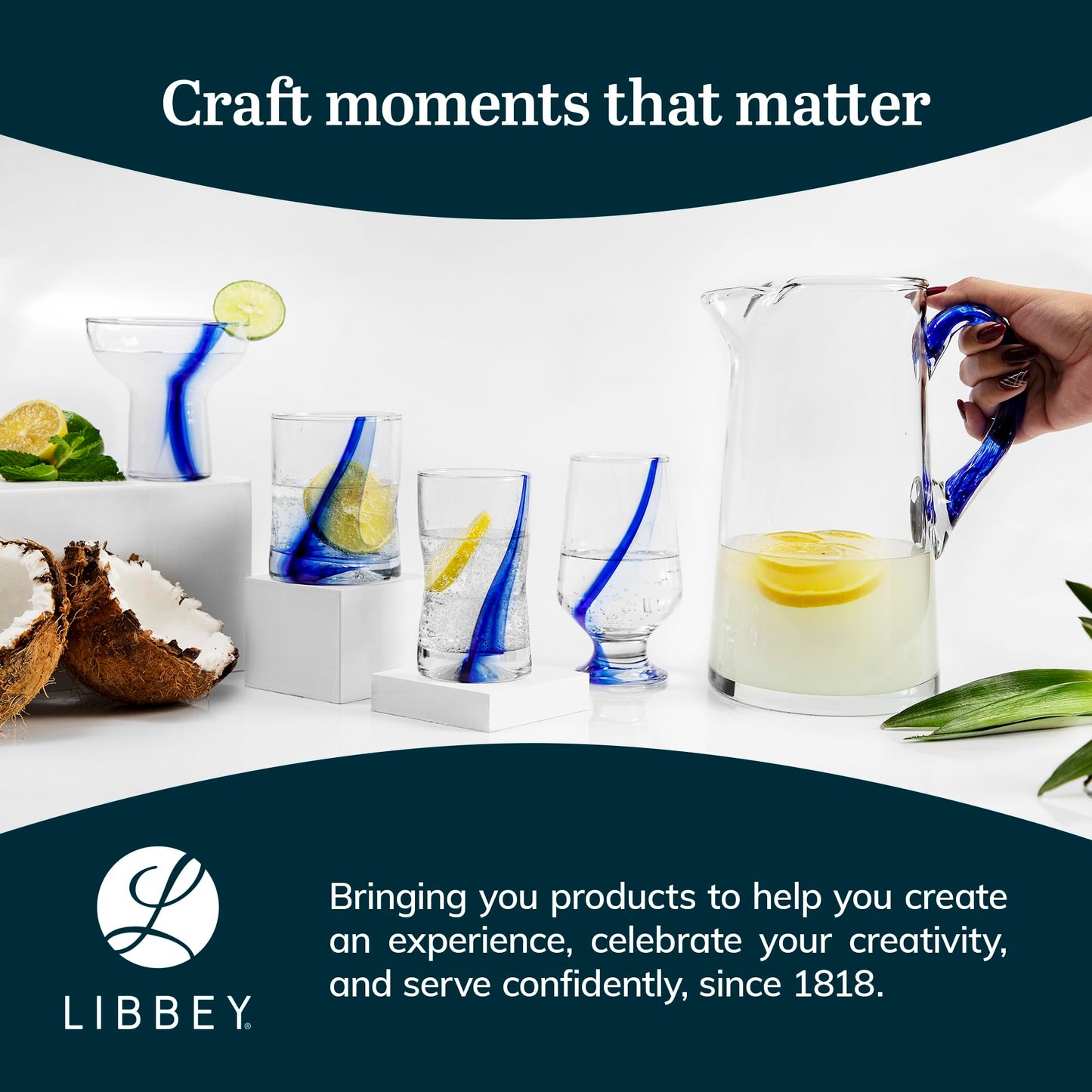 Libbey Blue Ribbon Impressions Rocks Glasses, 12.5-ounce, Set of 8