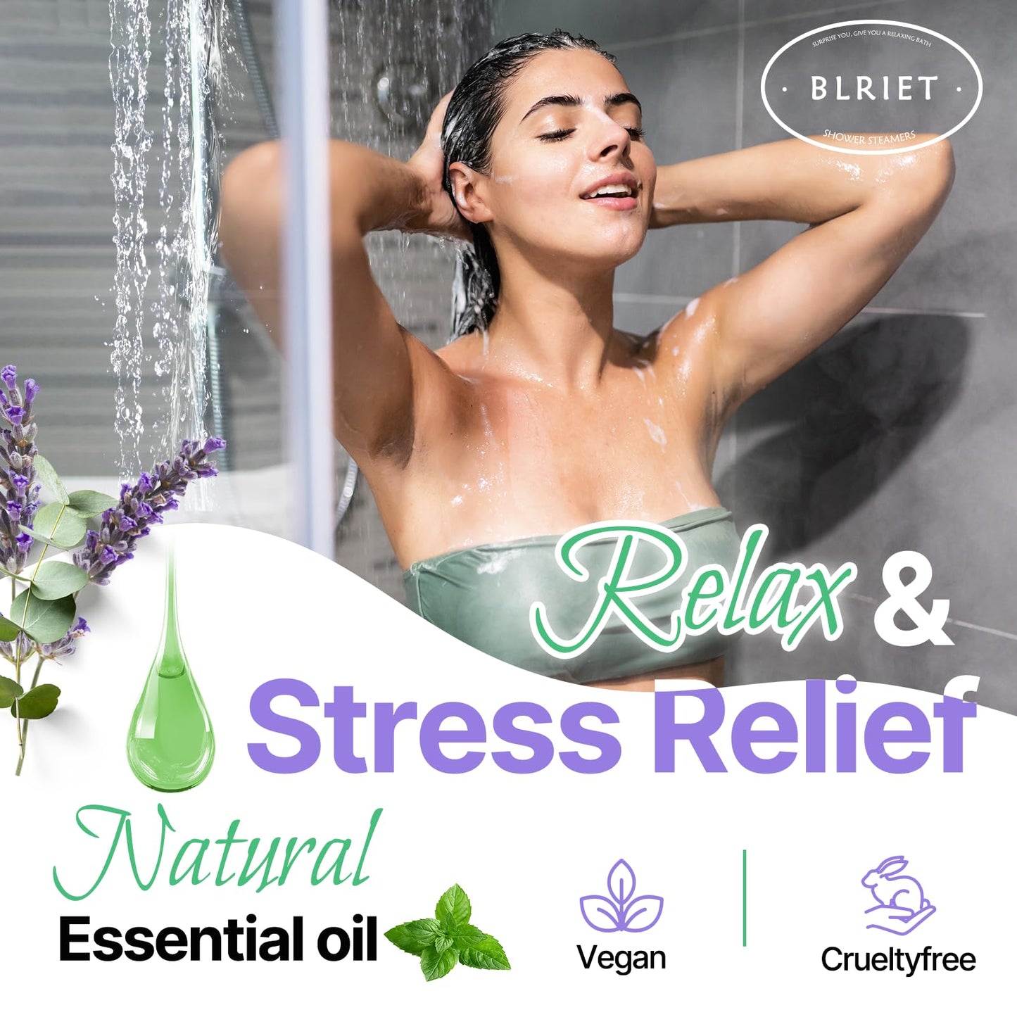 Shower Steamers Aromatherapy BLRIET 8 Pack Gifts for Women Mom Men, Gifts for Her Stress Relief Home Spa, Birthday Gift Lavender Natural Essential Oil Self Care Relaxation Shower Bombs Teen
