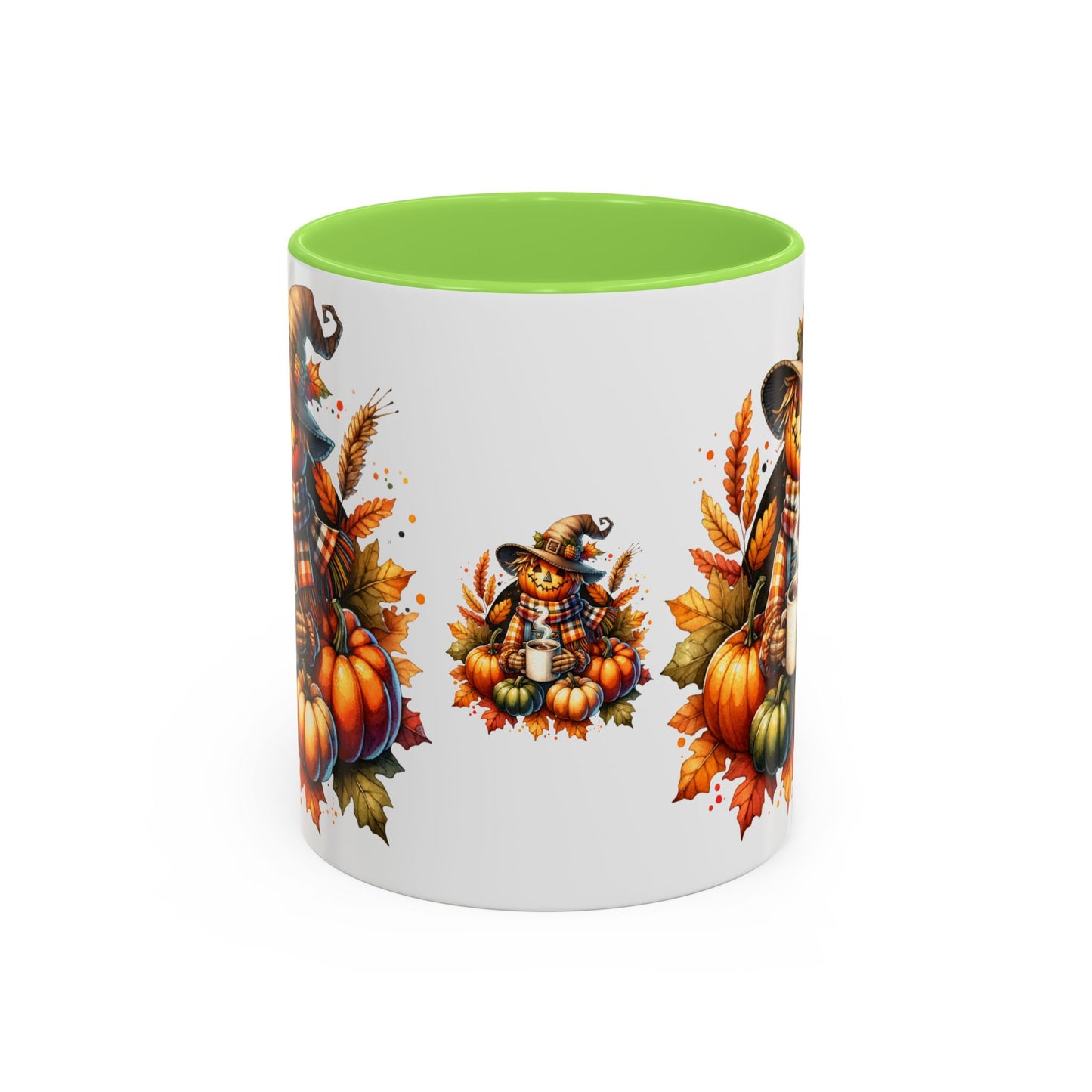 Scarecrow and Pumpkins Colorful Mugs, 11oz