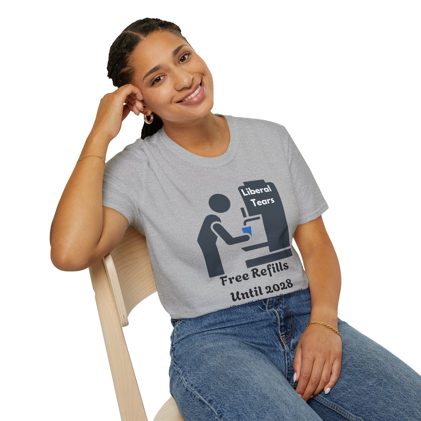 Unisex Softstyle T-Shirt - "Liberal Tears Free Refills Until 2028" Liberal Humor Tee