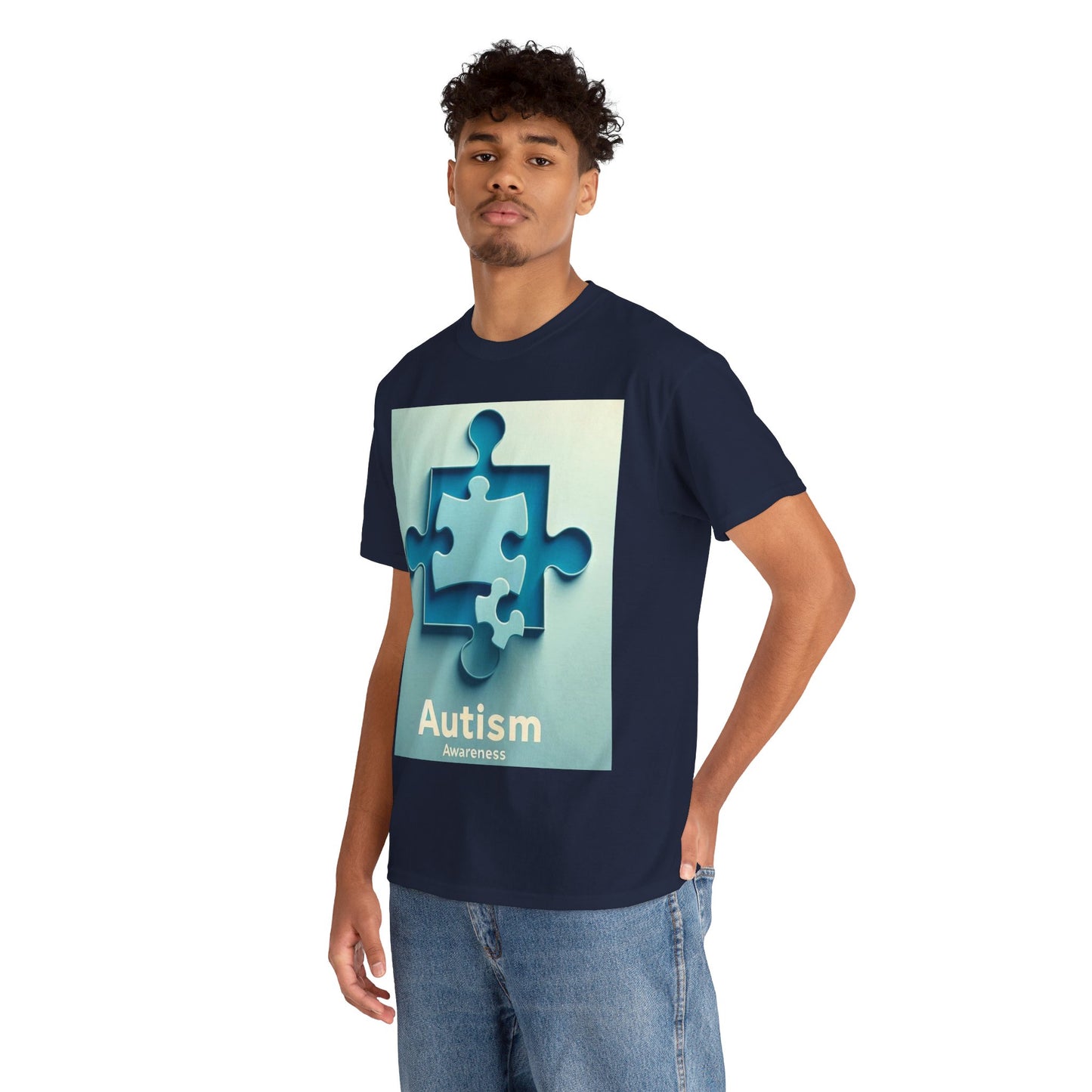 3D Puzzle Piece Autism Awareness Unisex Heavy Cotton Tee