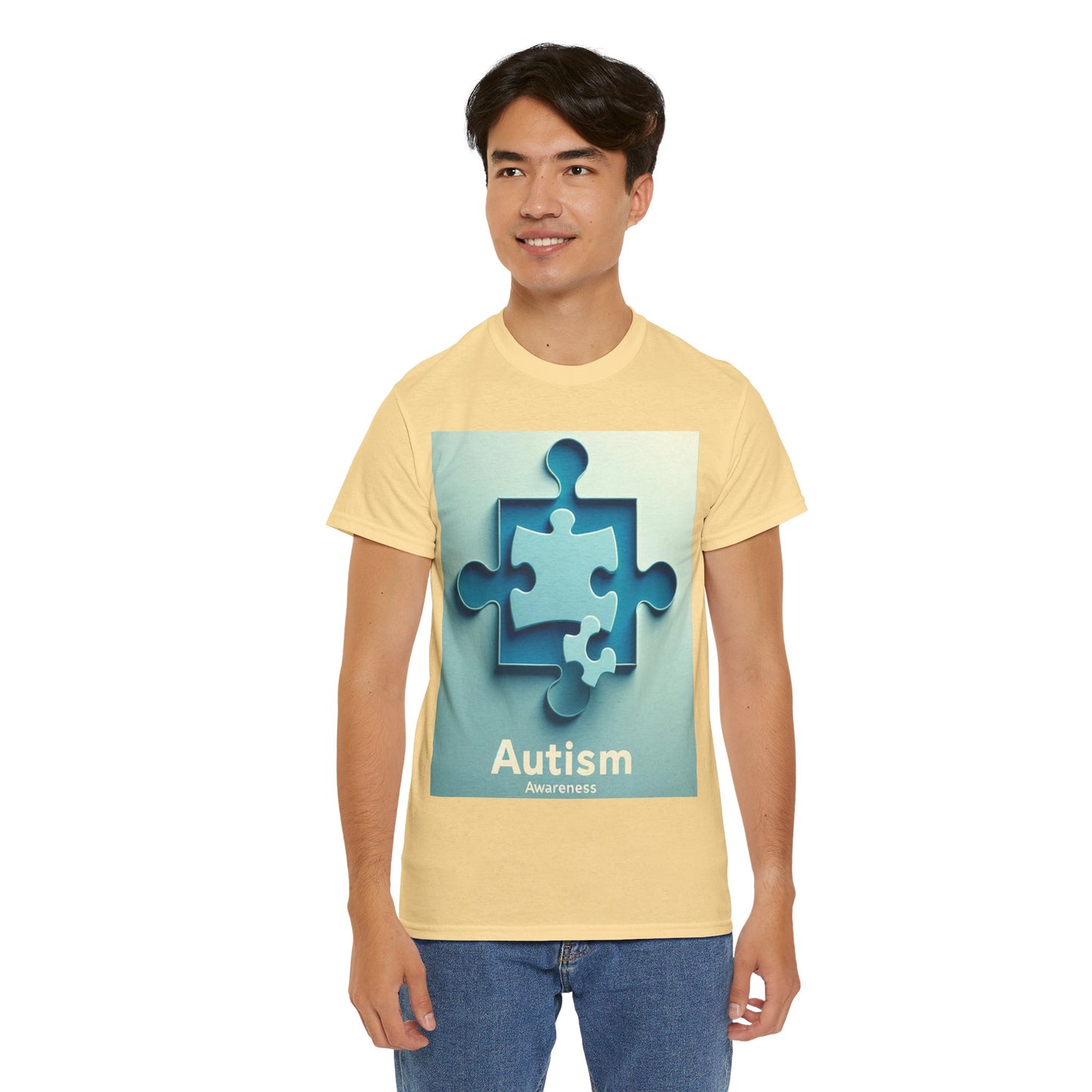 3D Puzzle Piece Autism Awareness Unisex Heavy Cotton Tee
