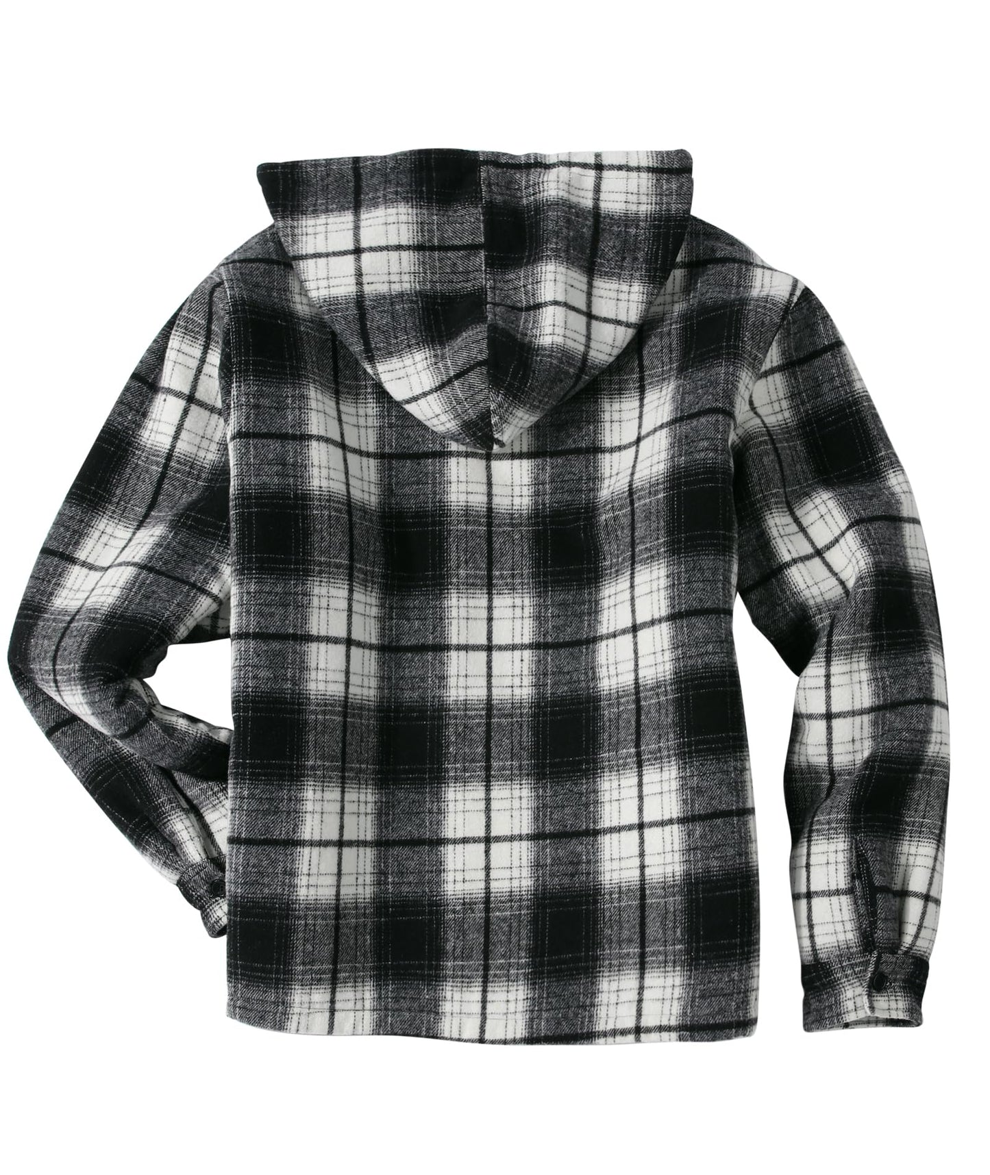 SCODI Men's Flannel Shirt Jacket Fleece Sherpa Lined Plaid Jackets Coat Full Zip Up Hoodie Winter Outwear Black Medium
