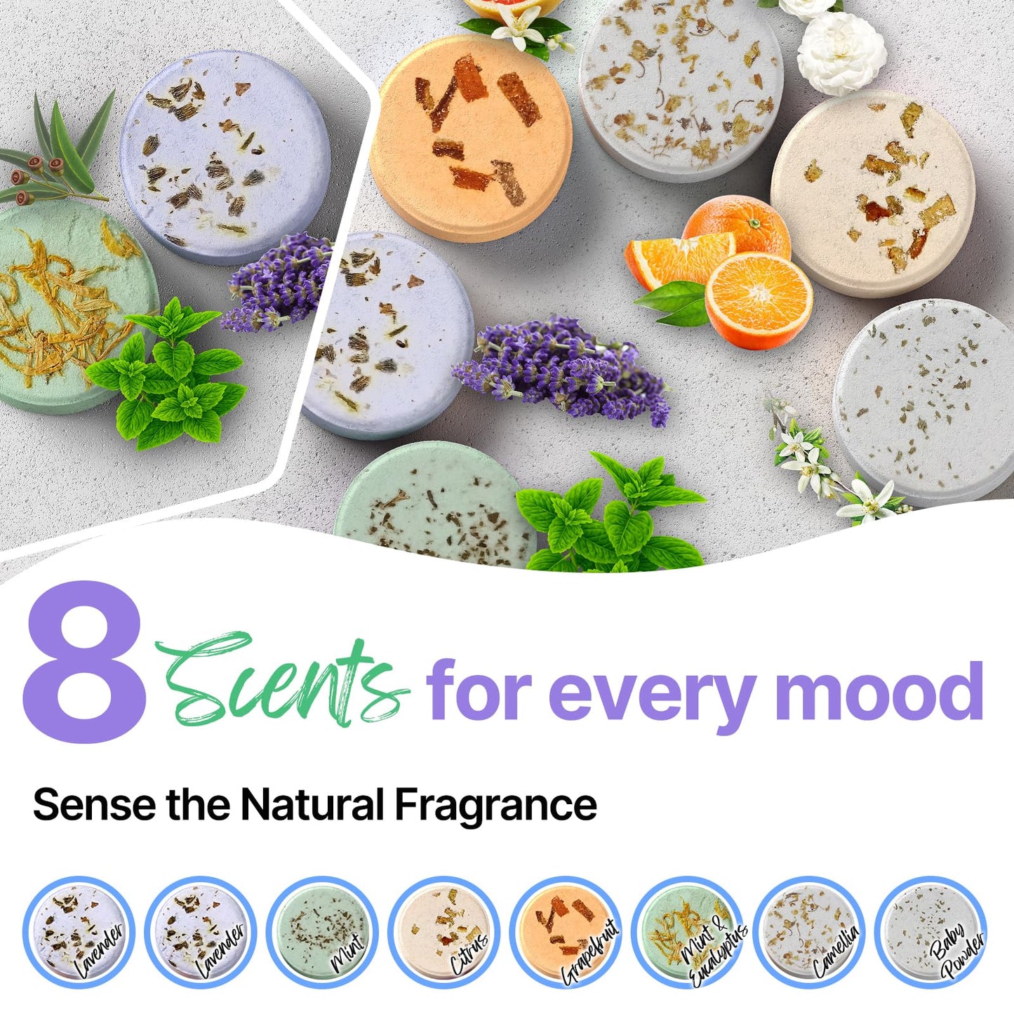 Shower Steamers Aromatherapy BLRIET 8 Pack Gifts for Women Mom Men, Gifts for Her Stress Relief Home Spa, Birthday Gift Lavender Natural Essential Oil Self Care Relaxation Shower Bombs Teen