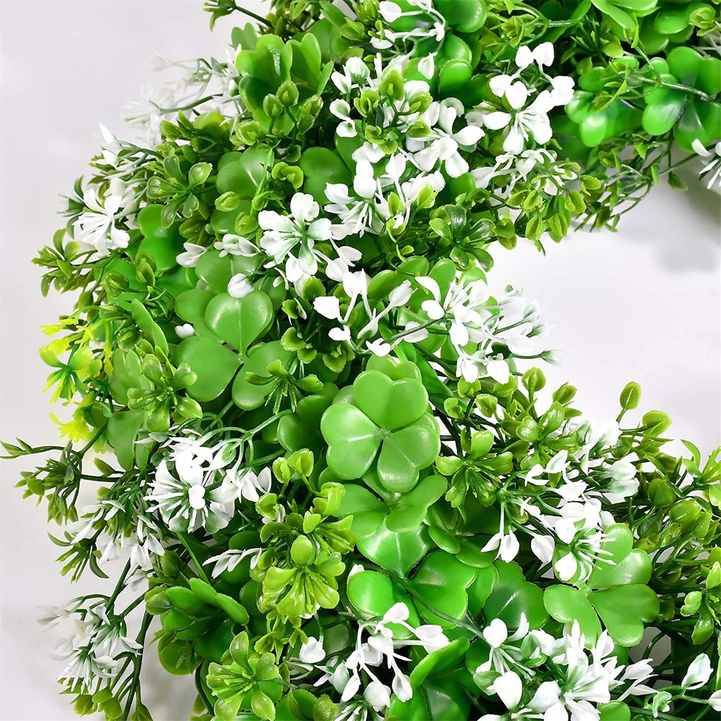 St Patricks Day Decorations Artificial Wreath Lucky Shamrock Clover Leprechaun Hat Beers Spring Summer Party Decor Outdoor/Indoor Farmhouse Front Porch Wall Window Door