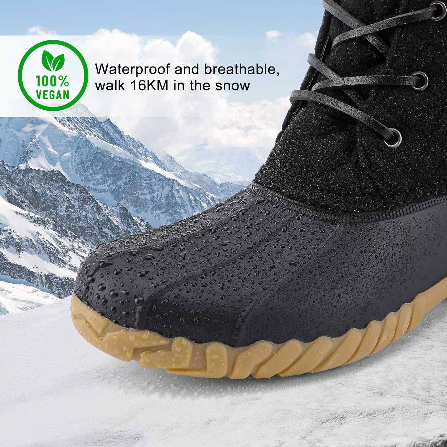 STQ Snow Boots for Women Insulated Short Winter Boots Quilted Duck Booties with Side Zipper ALL BLACK 9 US