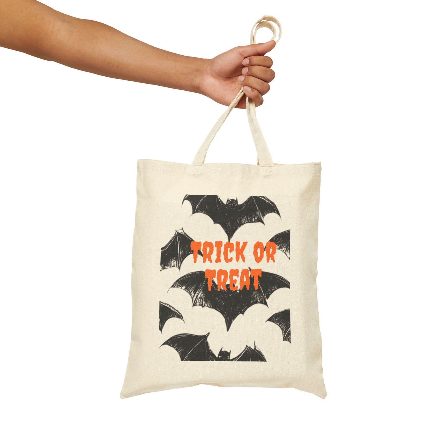 Bat Halloween Trick or Treat Cotton Canvas Tote Bag