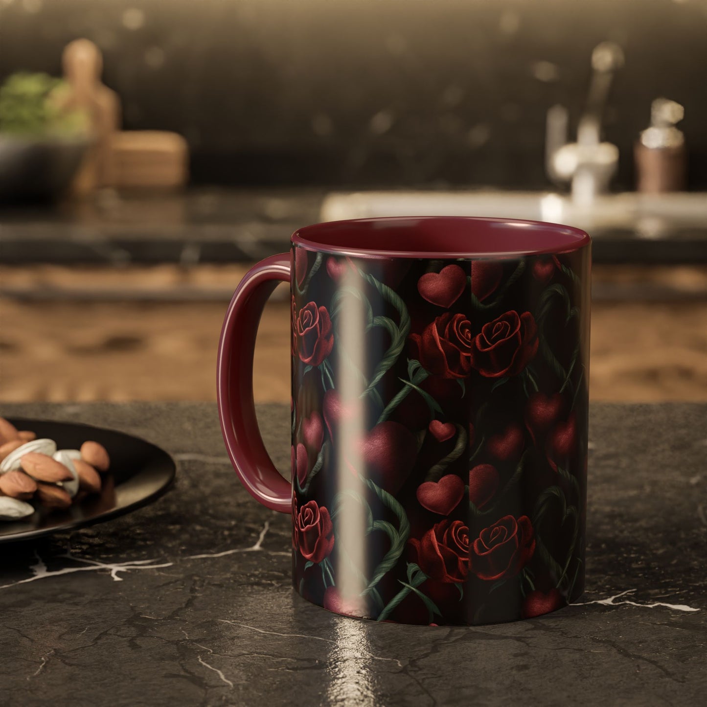 Hearts and Roses Themed Colorful Mugs (11oz, 15oz)