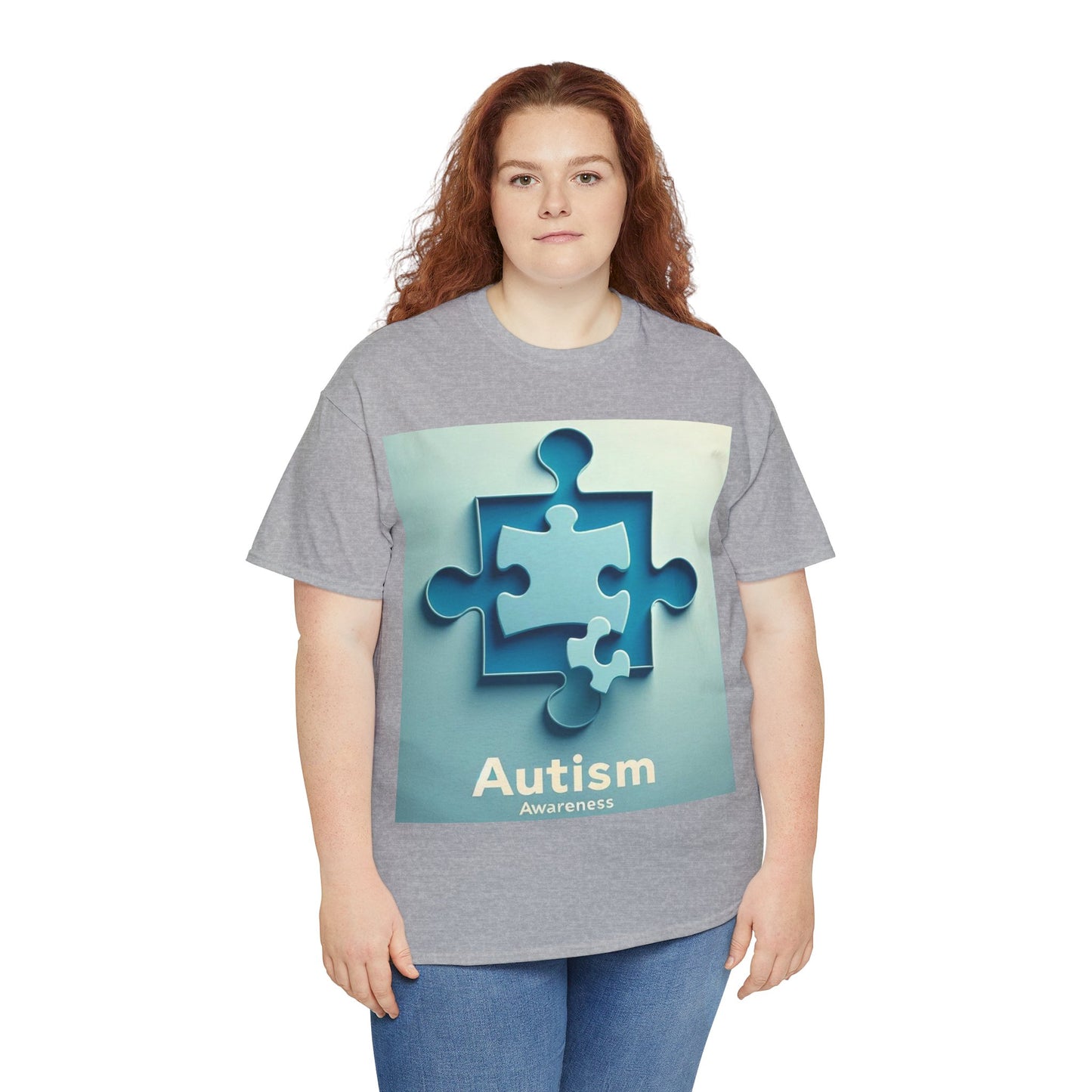 3D Puzzle Piece Autism Awareness Unisex Heavy Cotton Tee