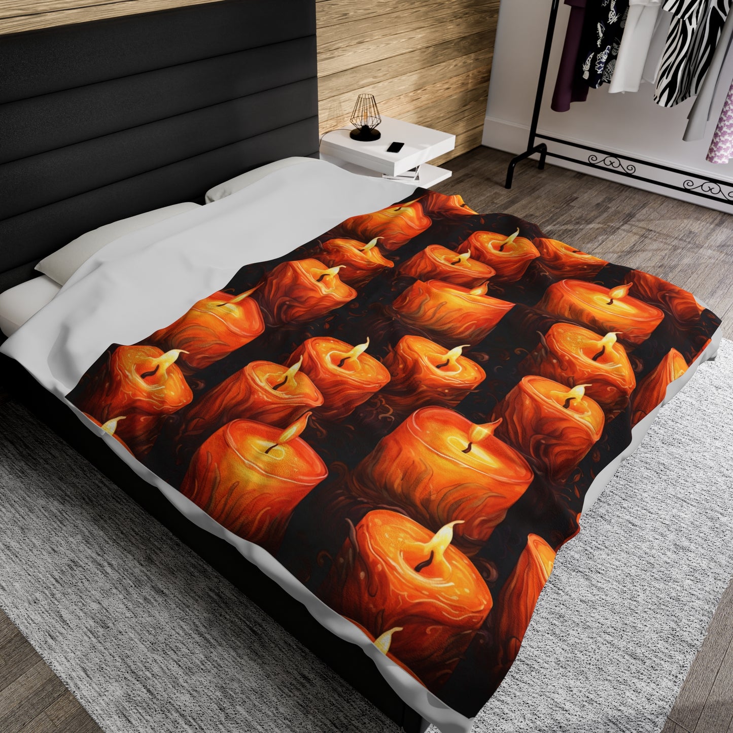 Halloween Candle Velveteen Plush Blanket