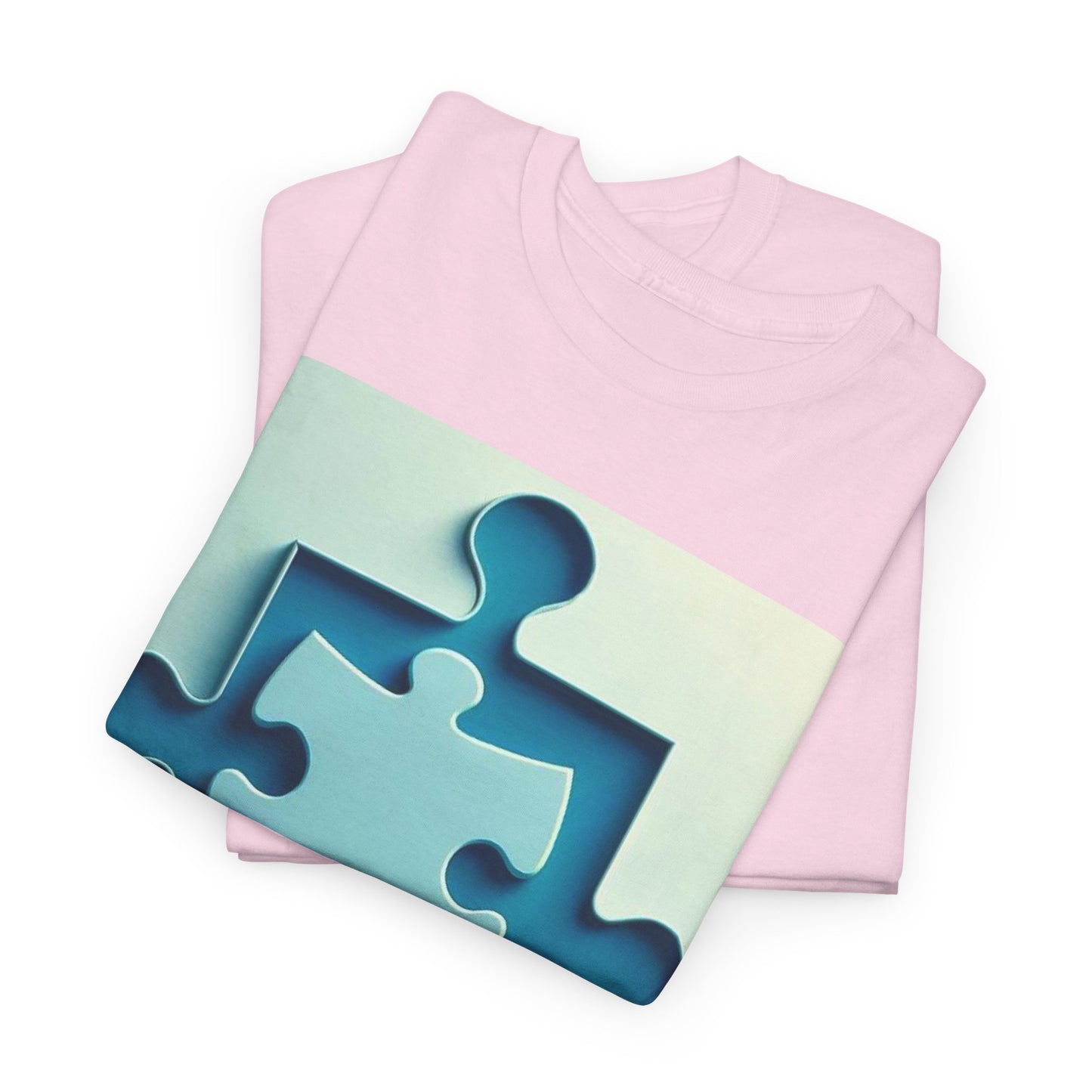 3D Puzzle Piece Autism Awareness Unisex Heavy Cotton Tee