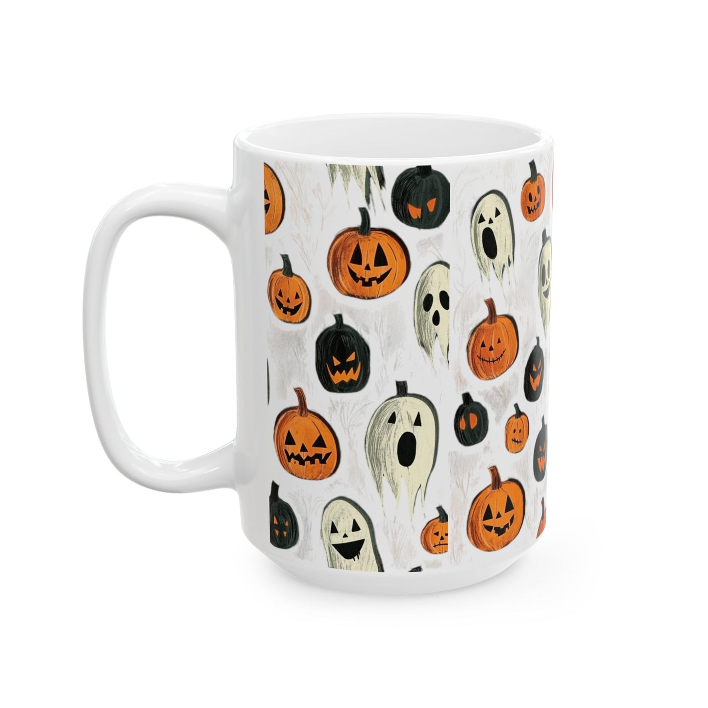 Ghosts and Pumpkins Ceramic Mug, (11oz, 15oz)